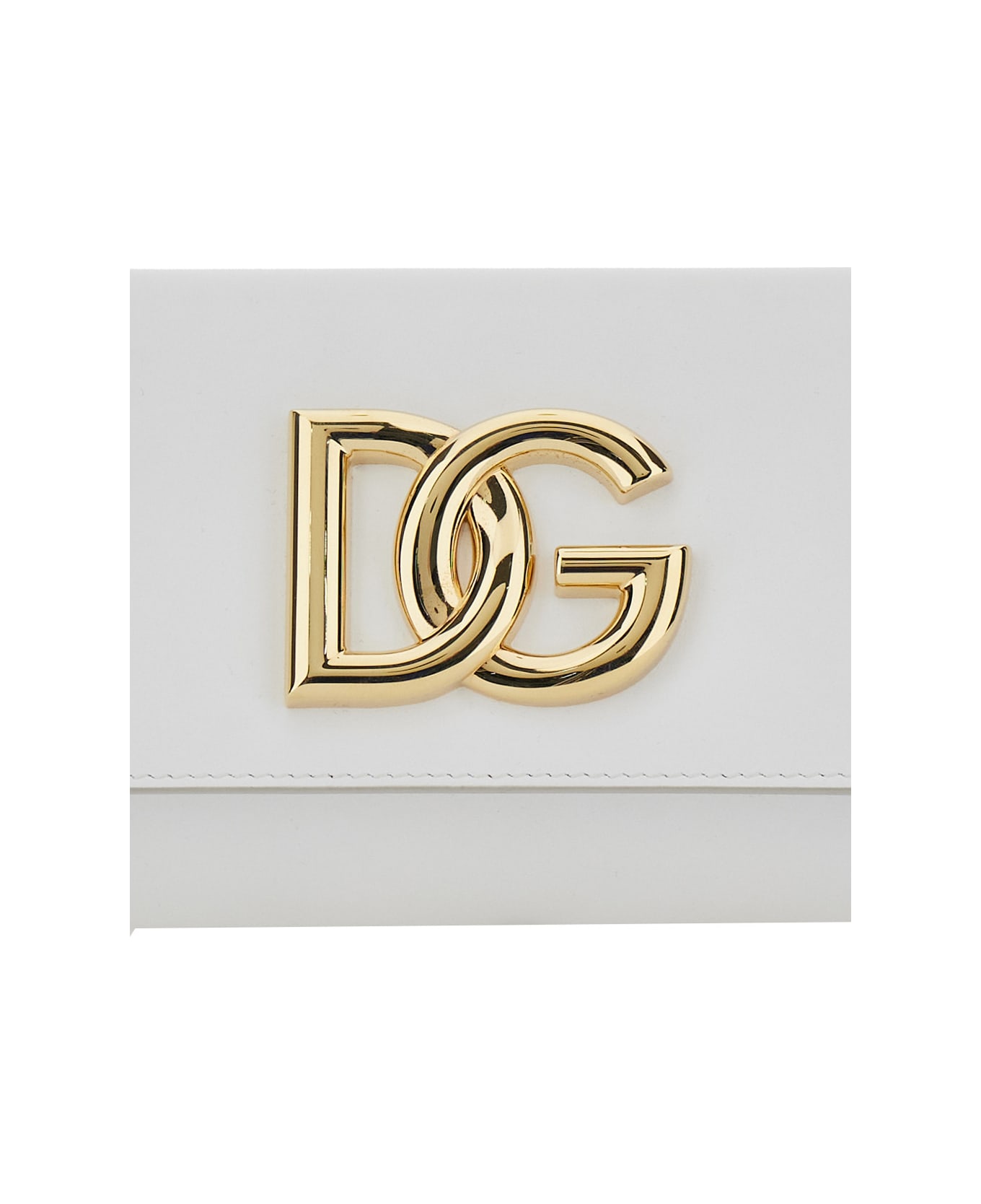 Dolce 
Gabbana 
3.5
 White Clutch Bag With Metallic Dg Logo On The Front In Leather Woman - White