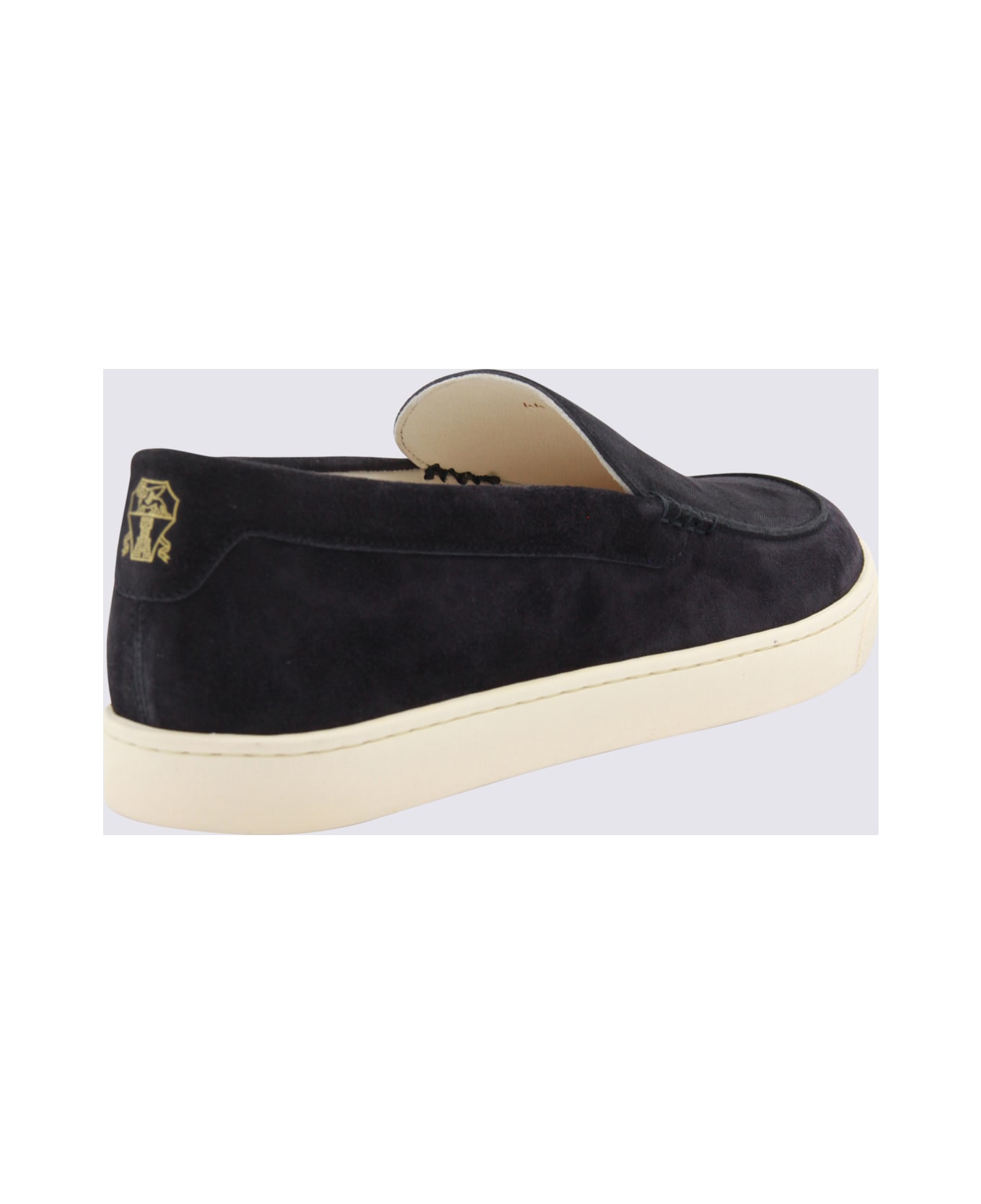 Brunello Cucinelli Navy Leather Sneakers - Blue ローファー＆デッキシューズ