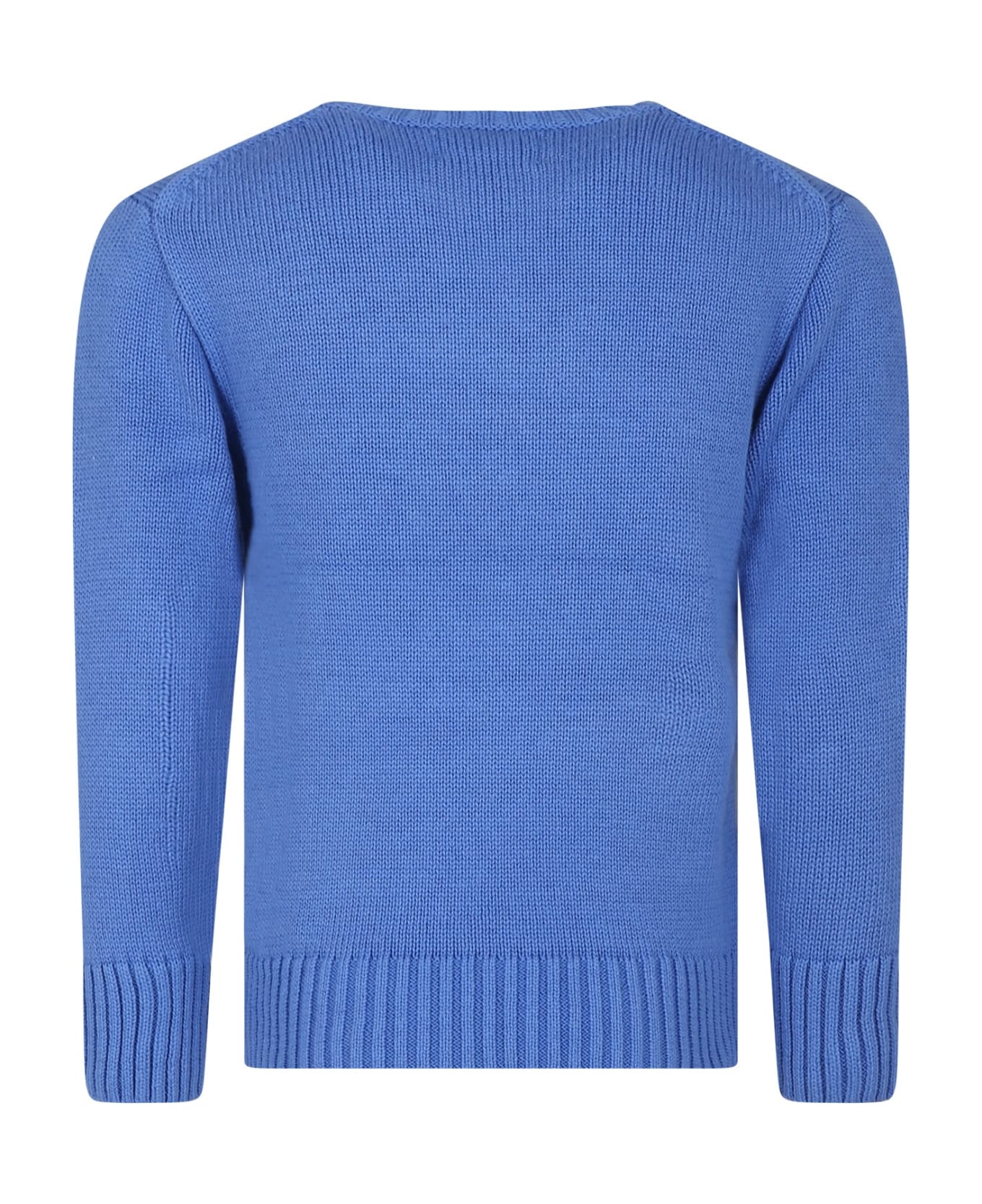 Ralph Lauren Light Blue Sweater For Boy With Dog - Light Blue ニットウェア＆スウェットシャツ