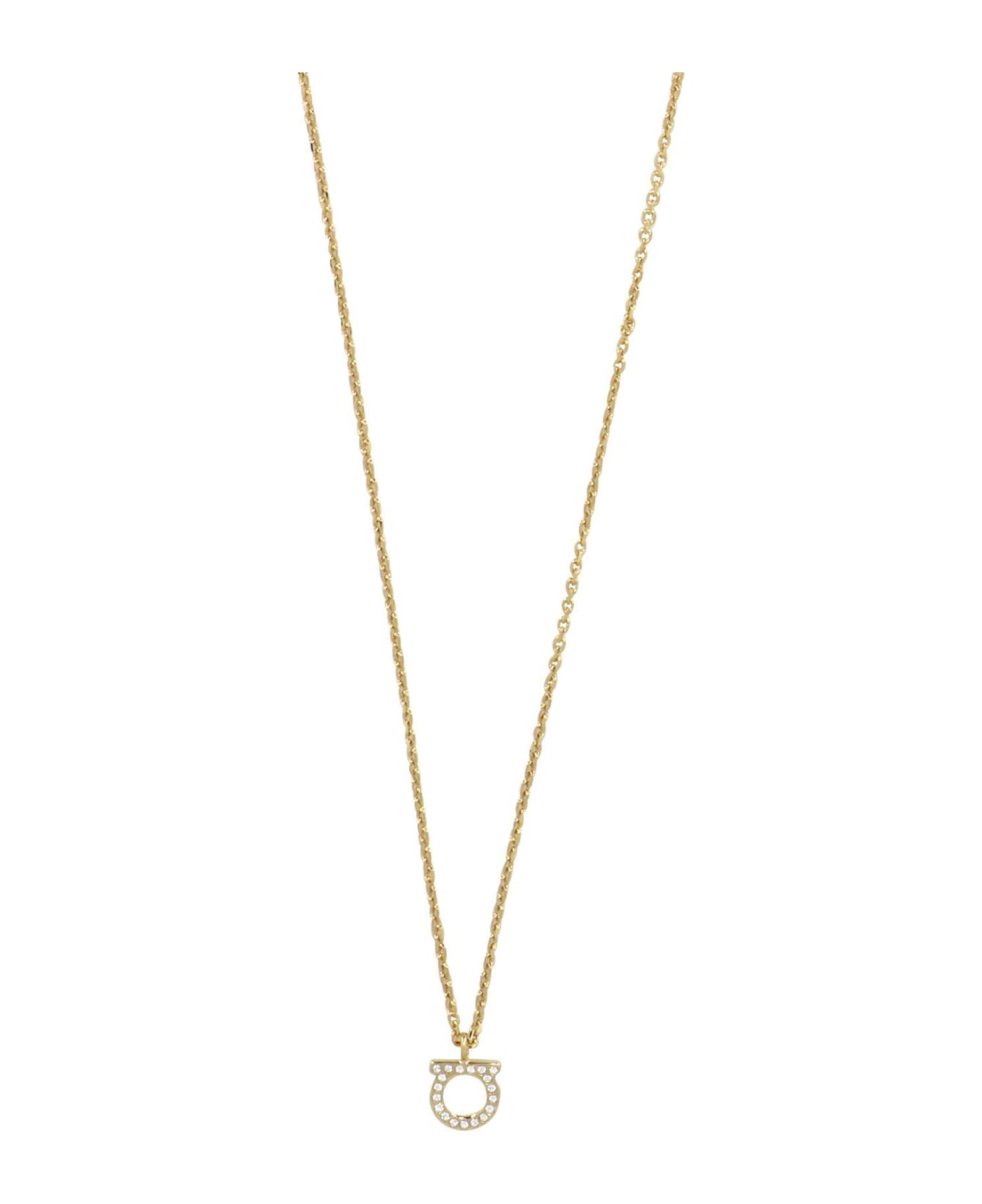 Ferragamo Embellished Gancini Necklace - Golden