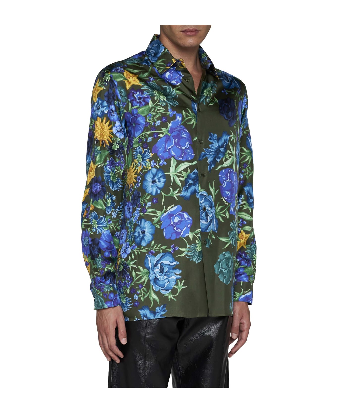 Versace Multicolor Floral Print Shirt - Khaki multicolor