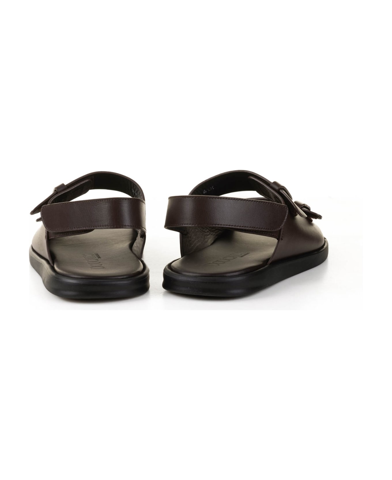 Doucal's Sandal In Dark Brown Leather And Rubber Sole - T MORO