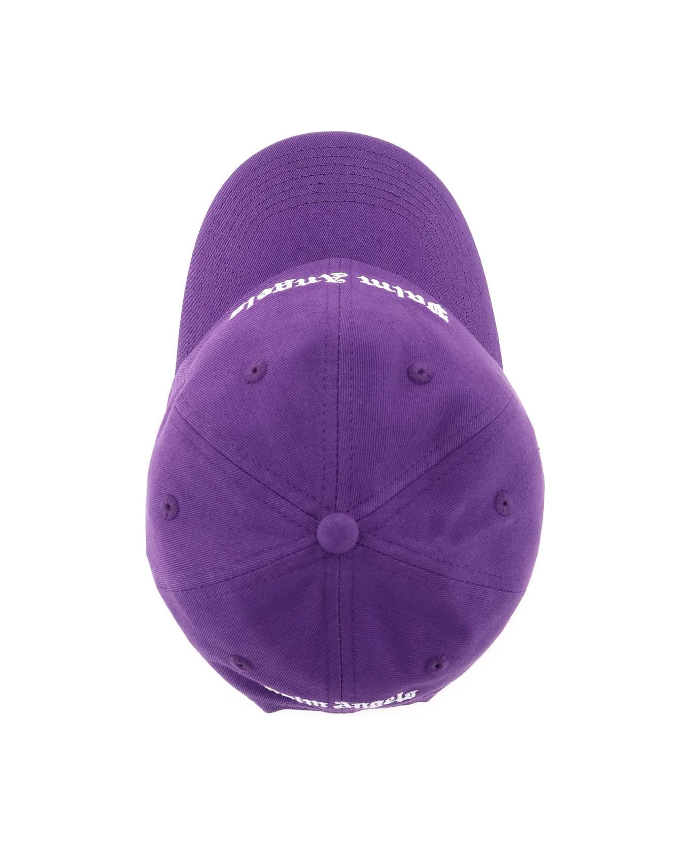 Palm Angels Purple Baseball Hat With White Front And Back Logo - Purple