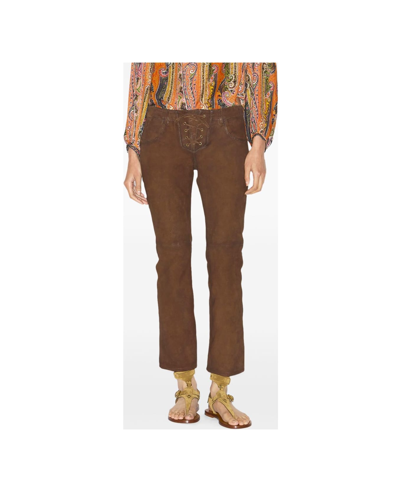 Isabel Marant Vanel Suede Leather Trousers - Brown