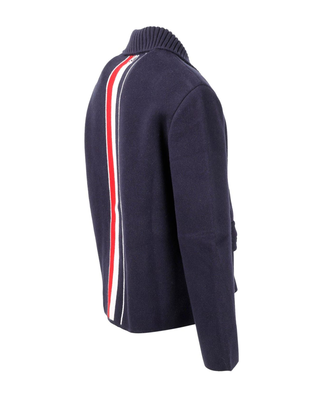 Thom Browne Rwb Striped Buttoned Jacket - Blue
