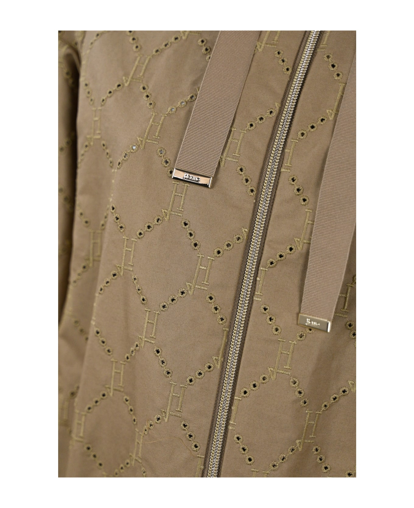 Herno Perforated Jacket With Hood - Sabbia