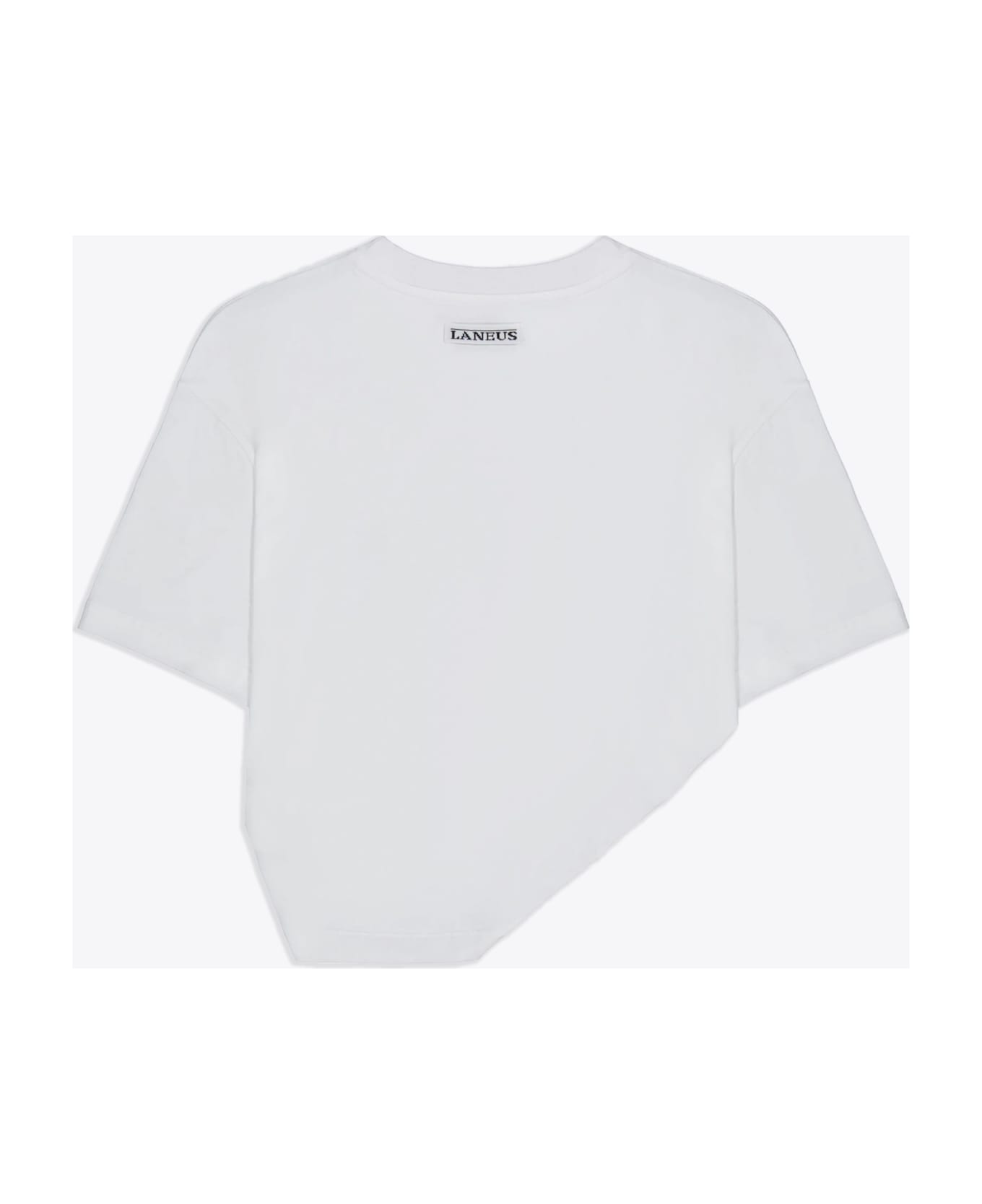 Laneus Jersey T-shirt Woman White cotton cropped t-shirt with drapery - Jersey T-shirt - Bianco Tシャツ