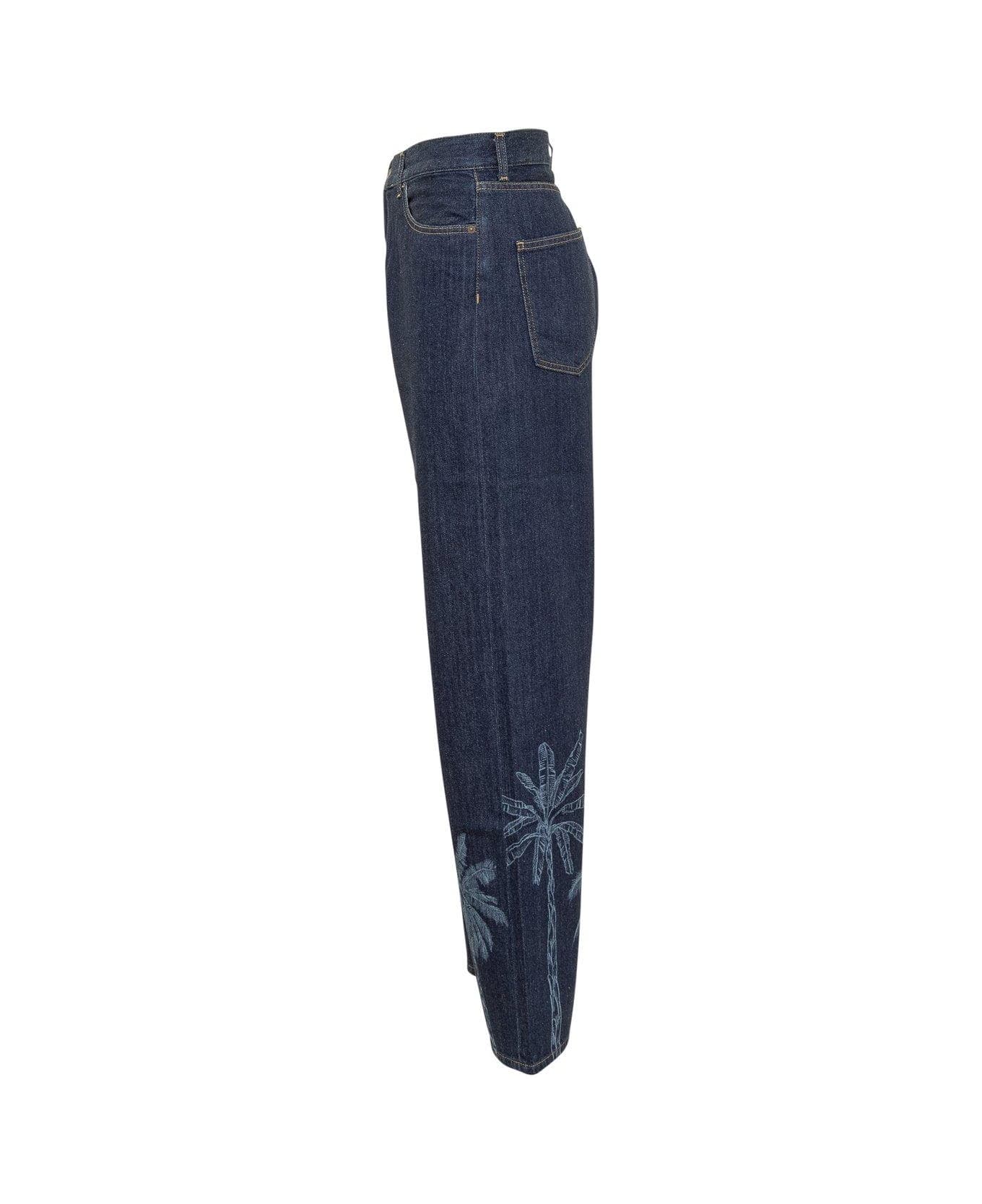 Alanui Logo-patch Straight-leg Jeans - BLUE