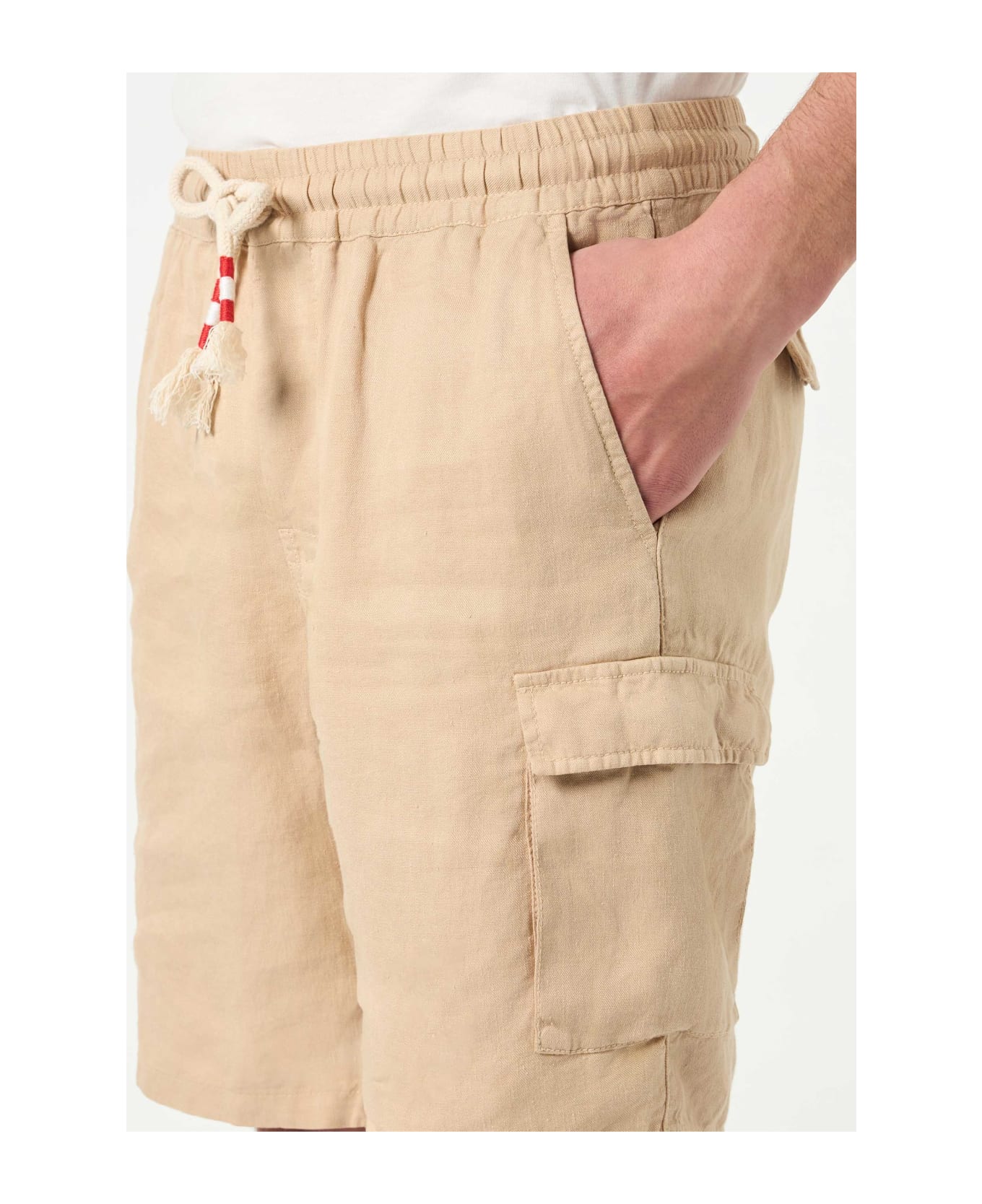 MC2 Saint Barth Beige Linen Bermuda Shorts - BROWN