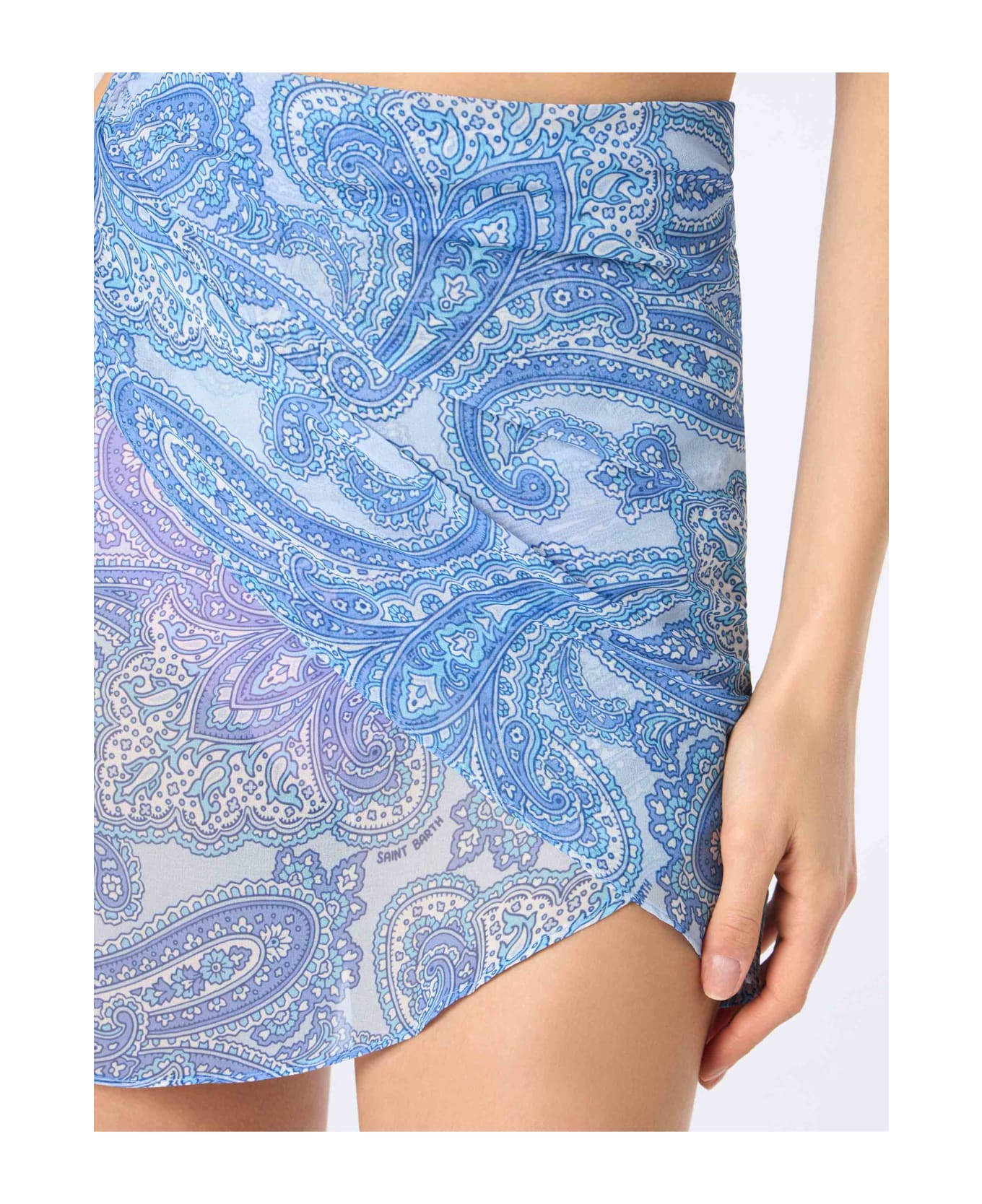 MC2 Saint Barth Woman Paisley Short Pareo Sery - BLUE