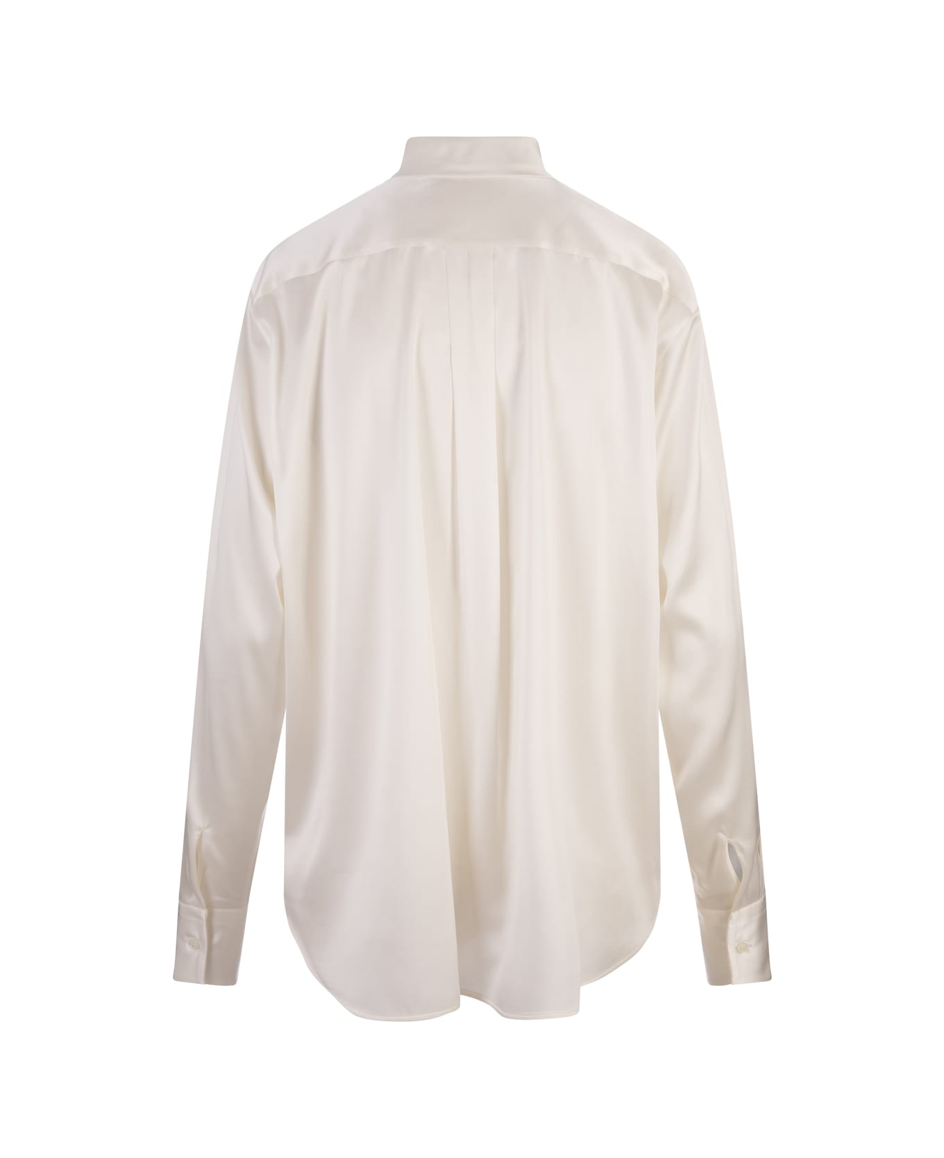 Ermanno Scervino White Satin Shirt With Neck Bow - White