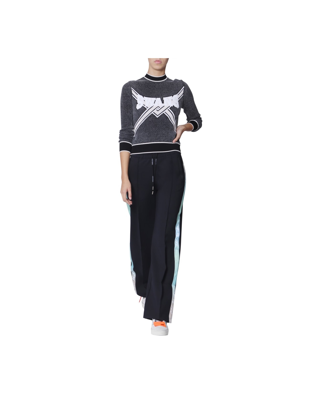 Off-White Cropped Sweater - CHARCOAL