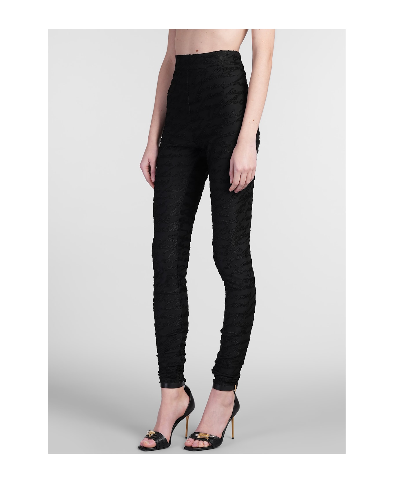 Balmain Leggings In Black Viscose - black
