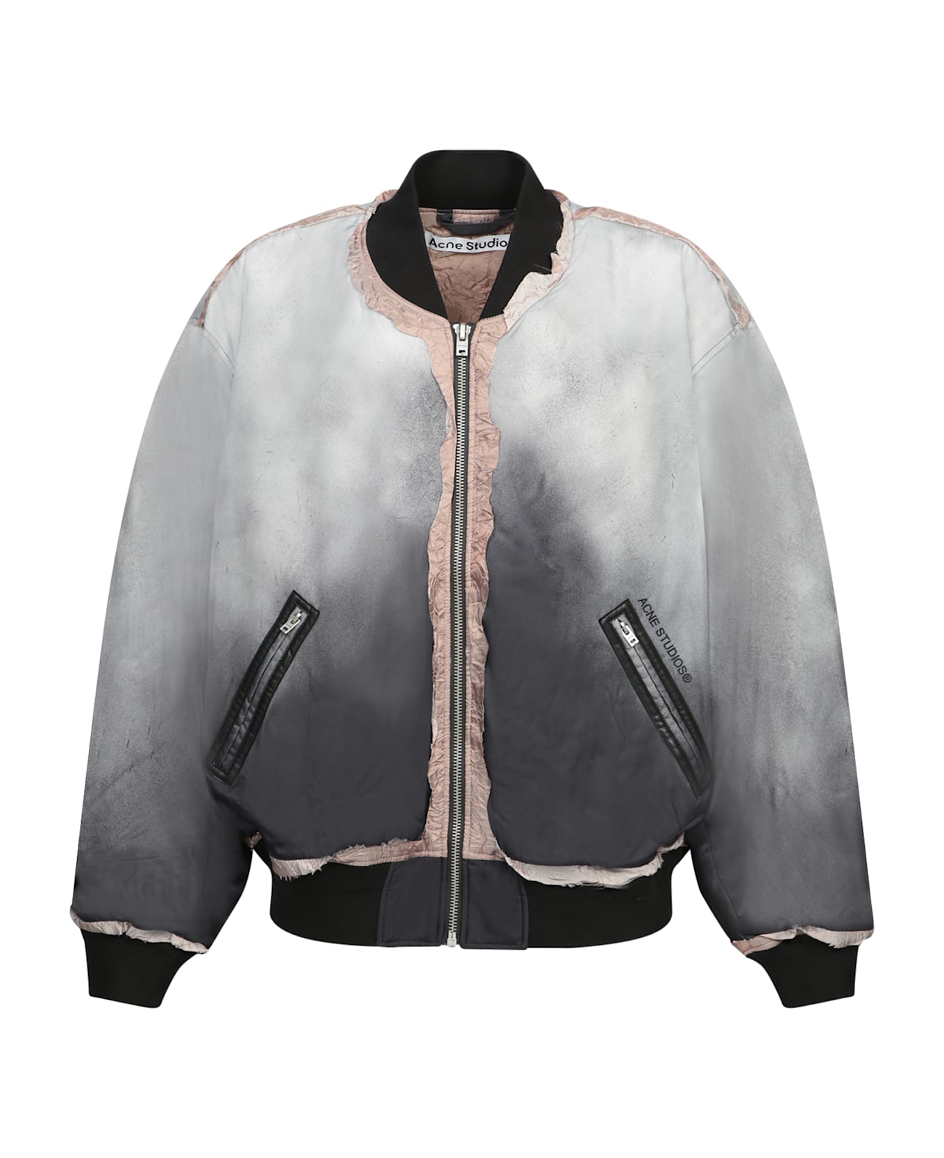 Acne Studios 'over' Grey Nylon Bomber Jacket - Faded Black