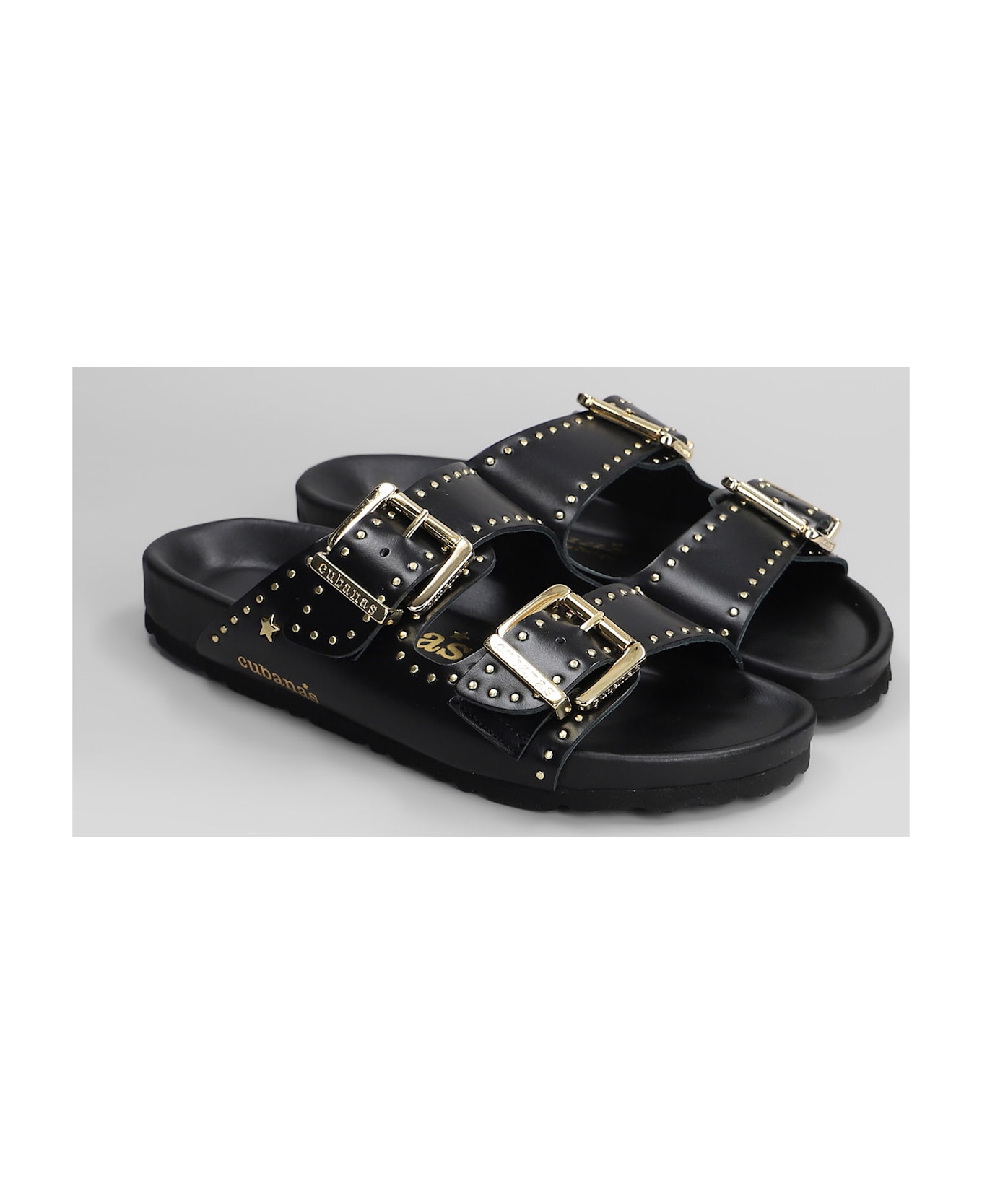 Cubanas Amalia Flats In Black Leather - black