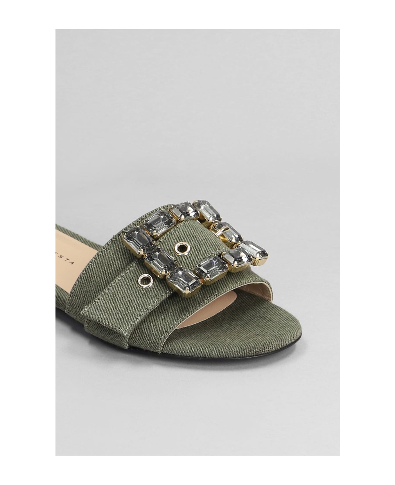 Roberto Festa Fade Flats In Khaki Denim - khaki