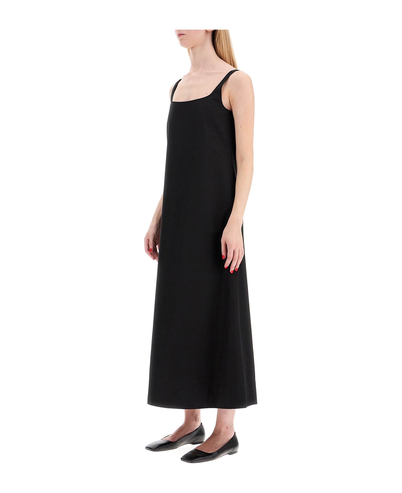 WARDROBE.NYC Flared Poplin Dress With - BLACK (Black)