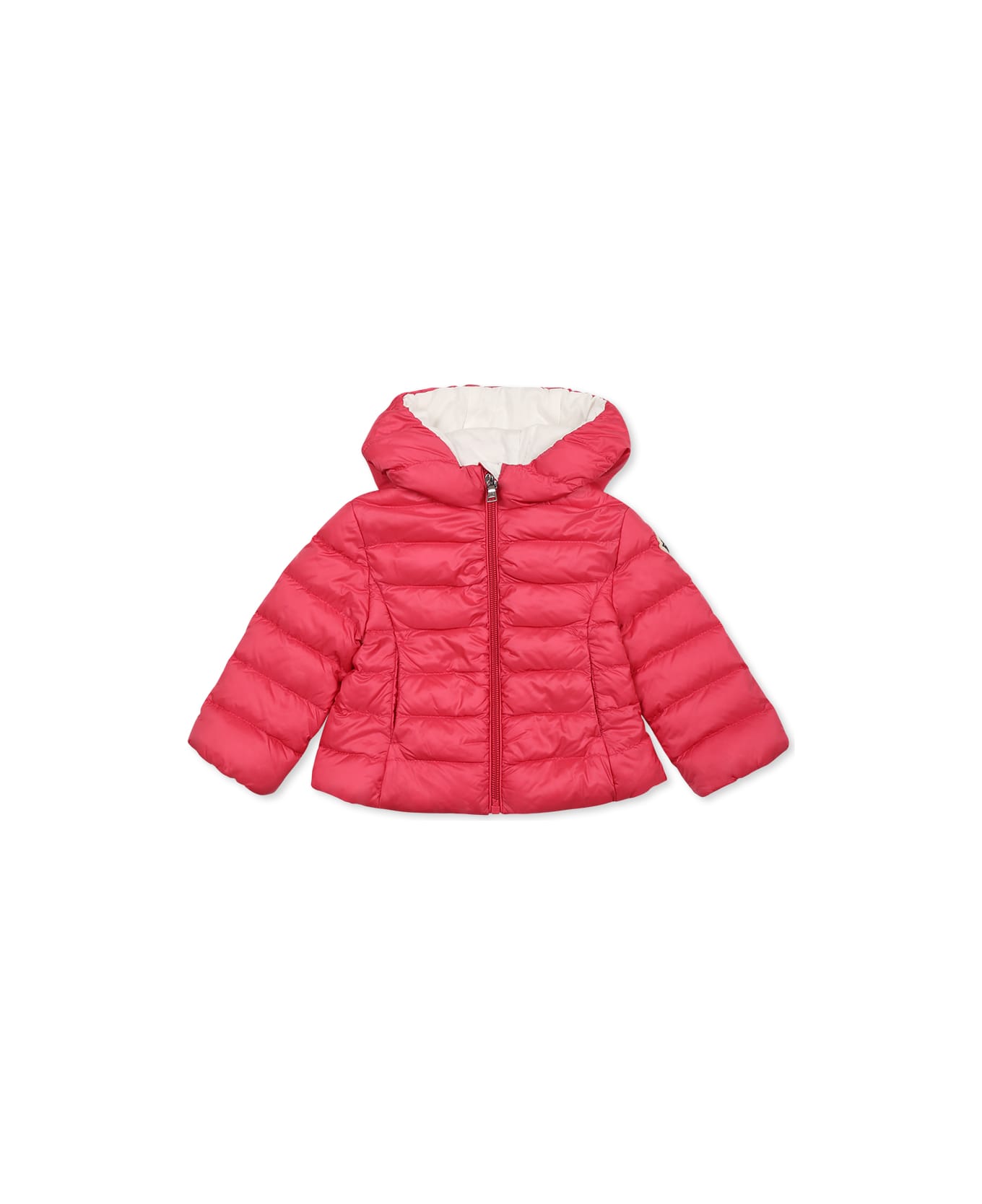 Moncler Fuchsia Down Jacket For Baby Girl With Logo - Fuchsia