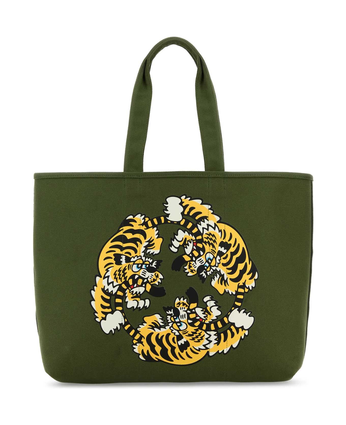 Kenzo Olive Green Canvas Kenzo Utility Reversible Shopping Bag - KHAKI