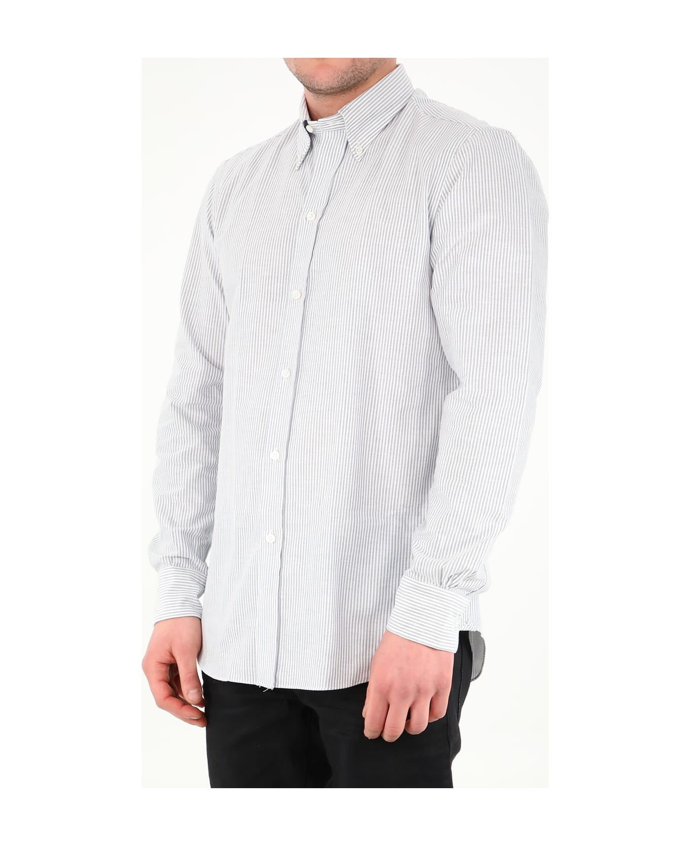 Salvatore Piccolo White And Blue Striped Shirt - WHITE