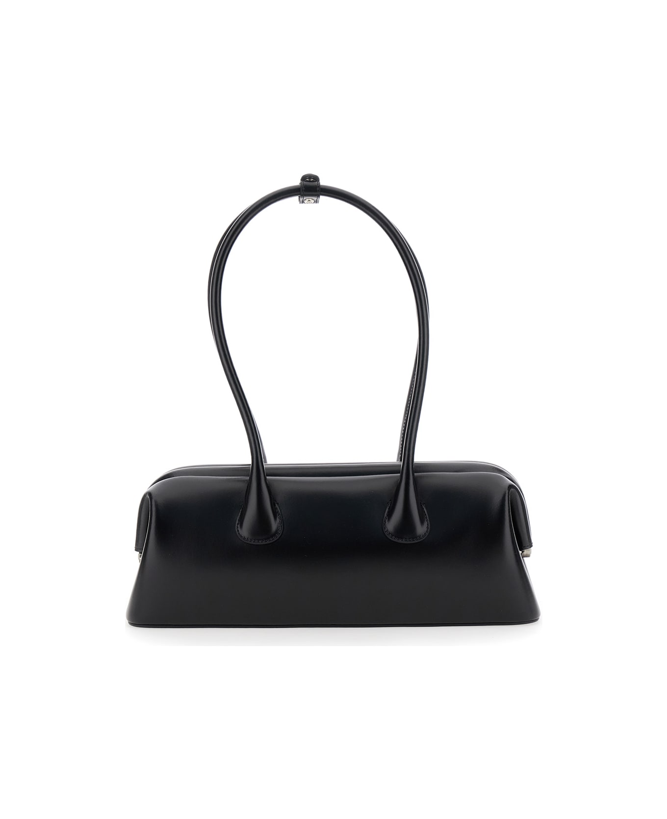 OSOI 
boat Wide
 Black Shoulder Bag With Round Handles And Lettering Logo On The Front In Leather Woman - Black