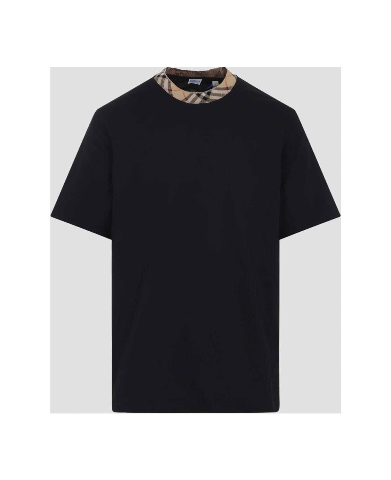 Burberry Ryan Check Collar T-shirt - Black