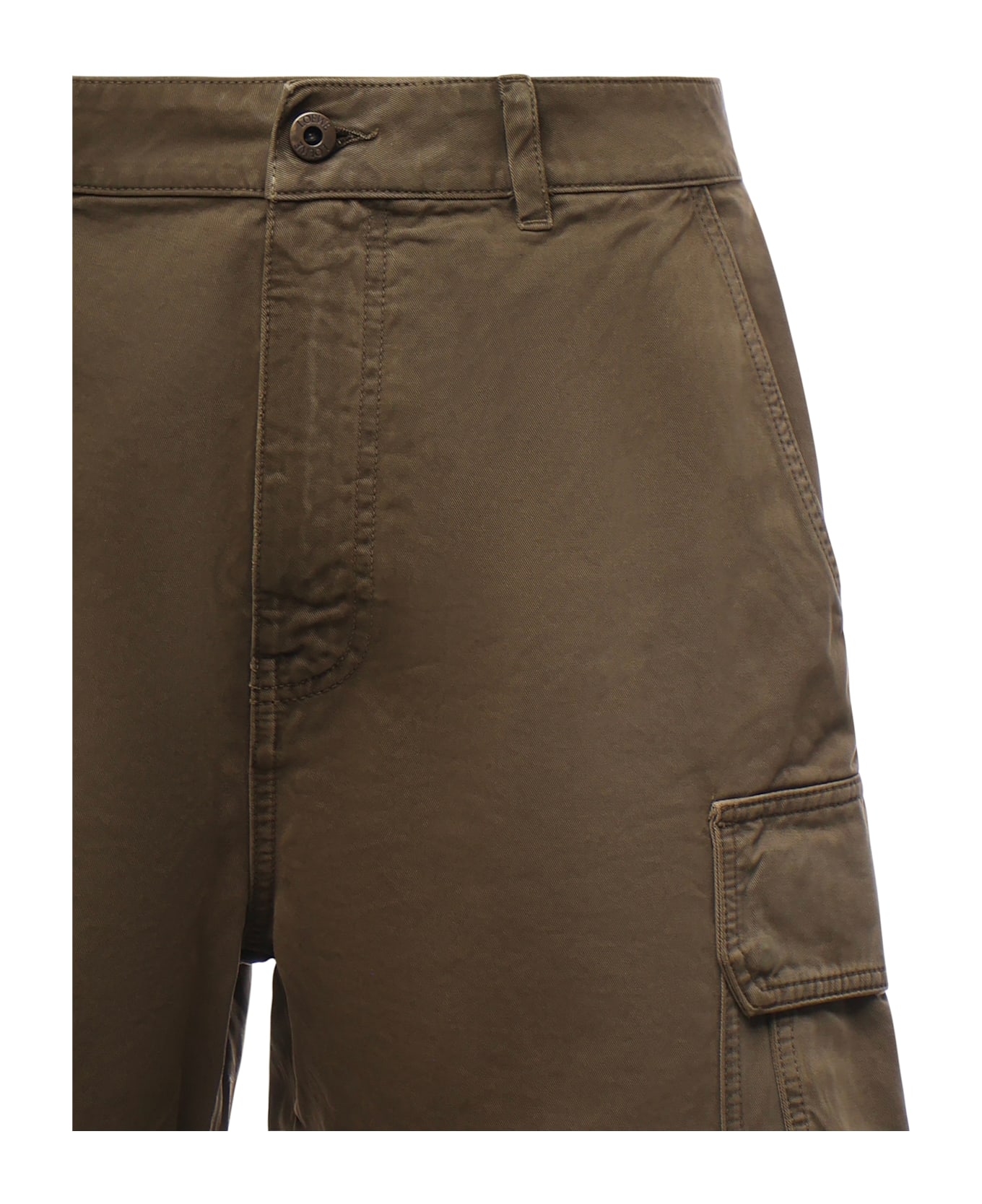 Loewe Cotton Cargo Shorts - Khaki green