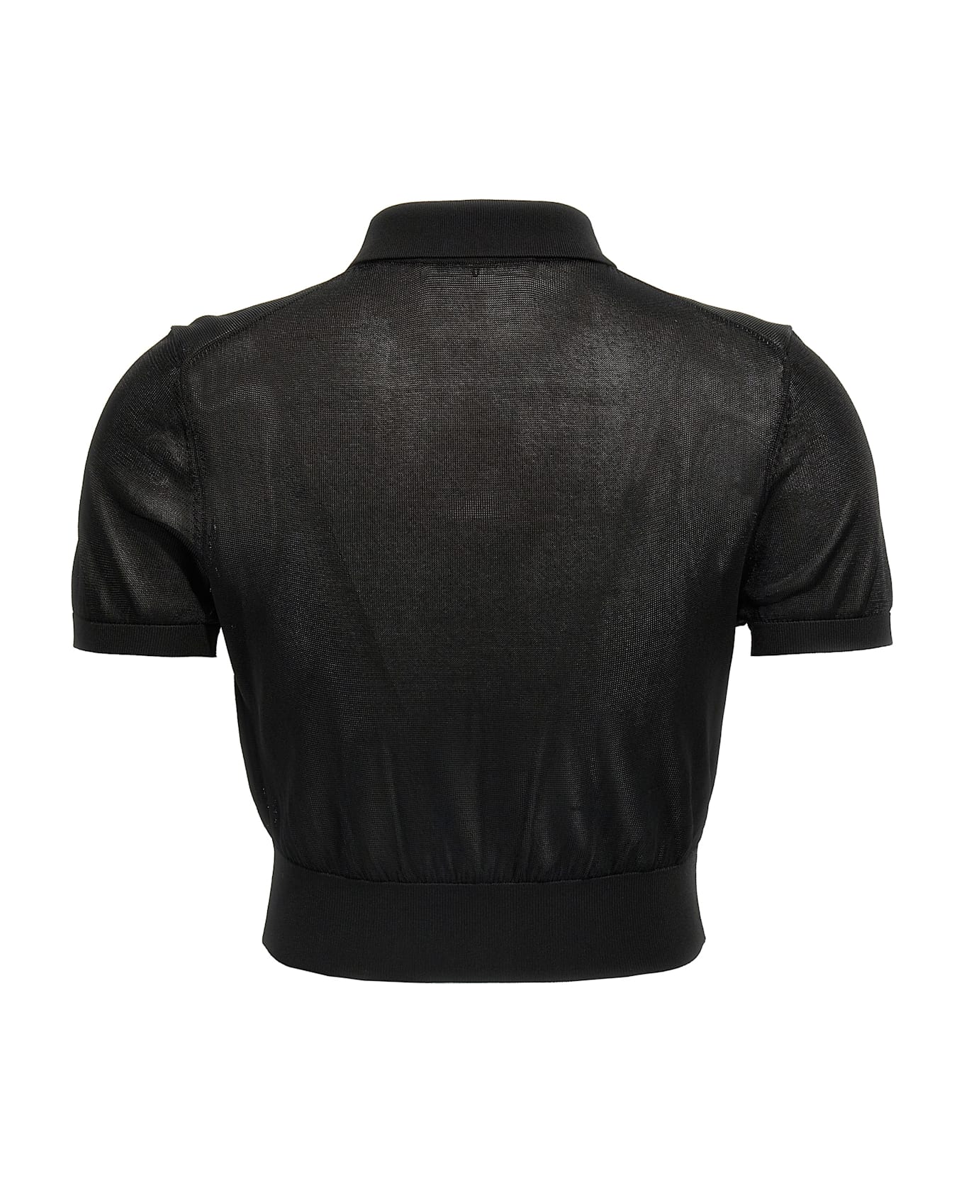 T by Alexander Wang Cropped Polo Shirt - BLACK