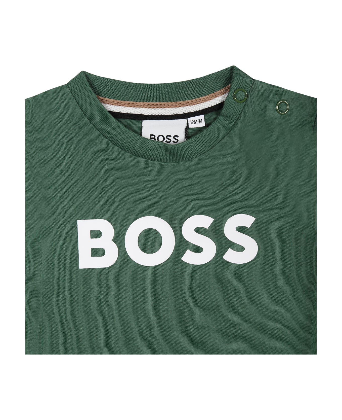 Hugo Boss Green T-shirt For Baby Boy With Logo - Green