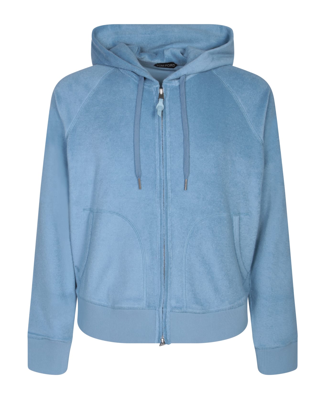 Tom Ford Terry-effect Light Blue Hoodie - Blue