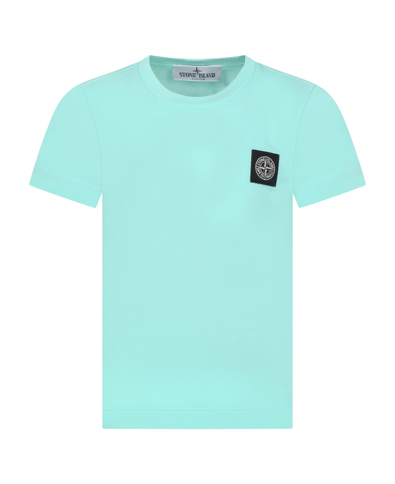 Stone Island Junior Green T-shirt For Boy With Logo - Celeste