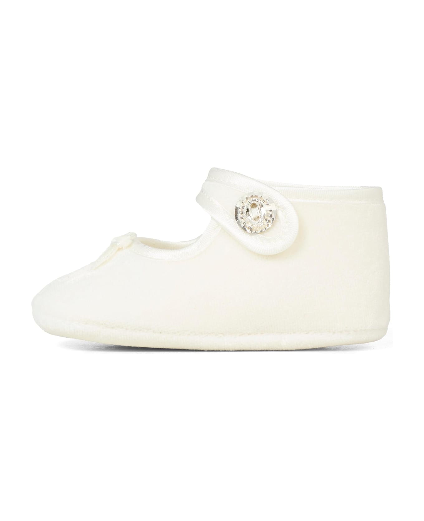 Monnalisa White Ballet Shoes For Baby Girl With Bow - White