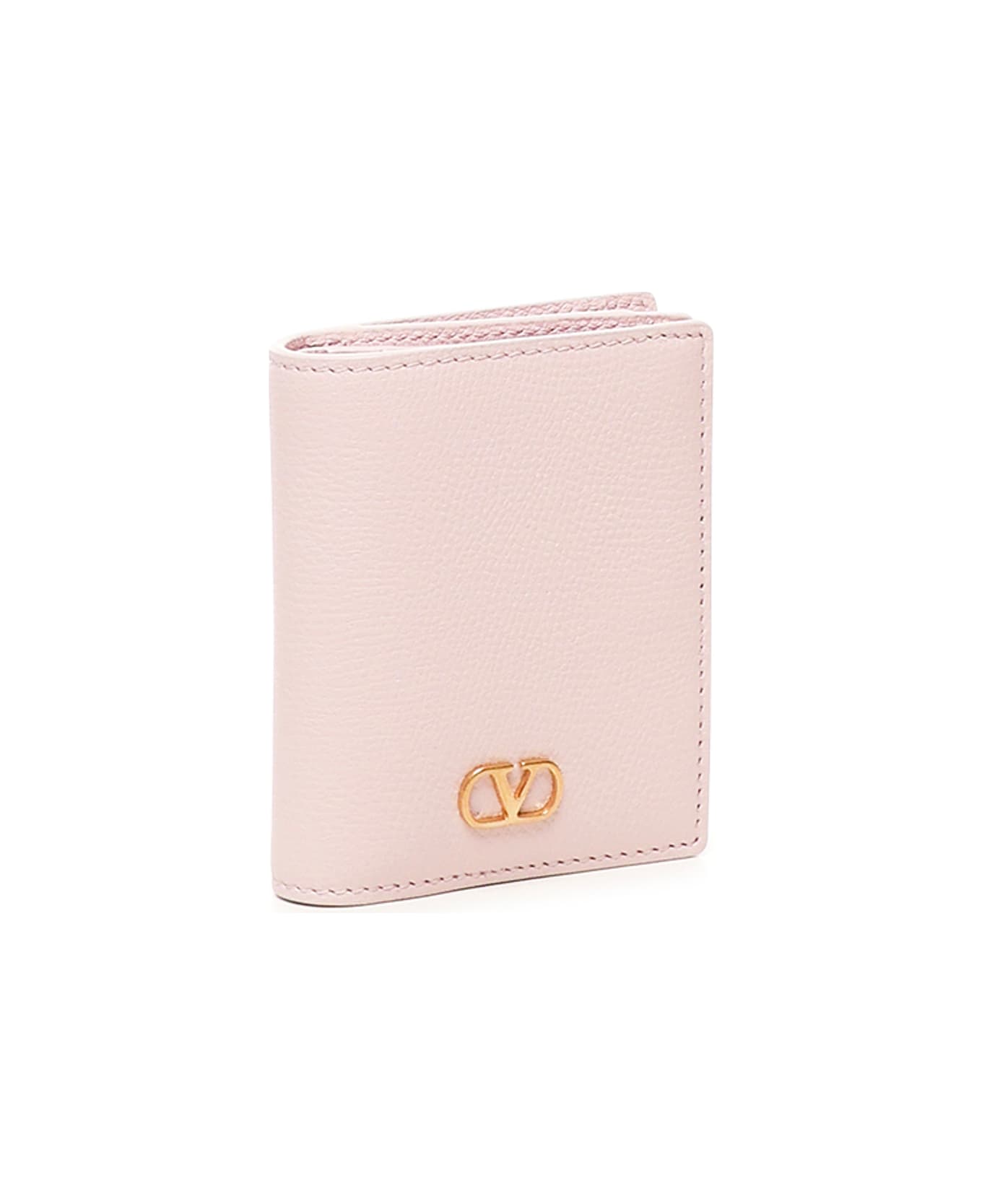 Valentino Garavani Leather Wallet With Logo - ROSE QUARTZ