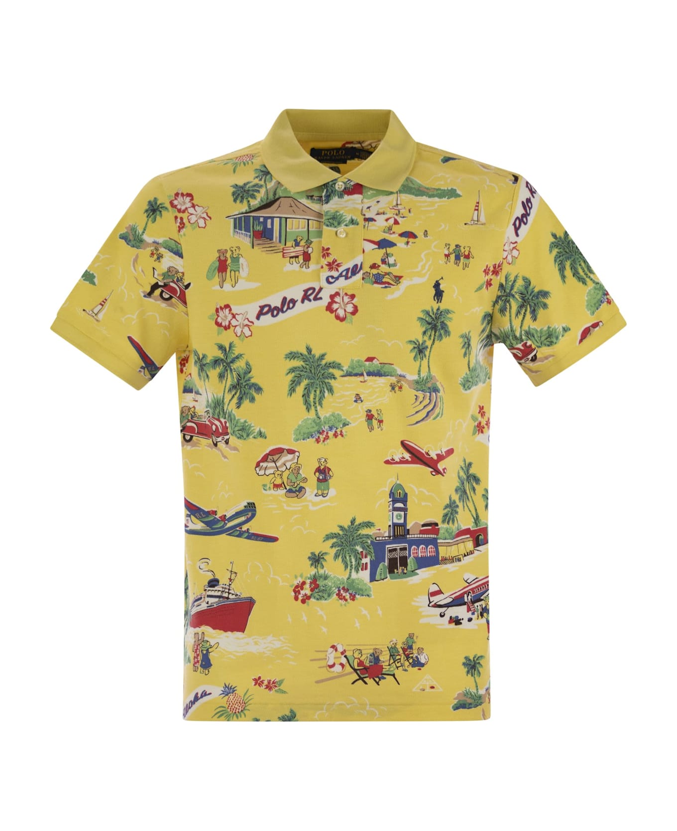 Ralph Lauren Polo Bear Custom Slim-fit Pique Polo - ON HOLIDAY BEAR YELLOW