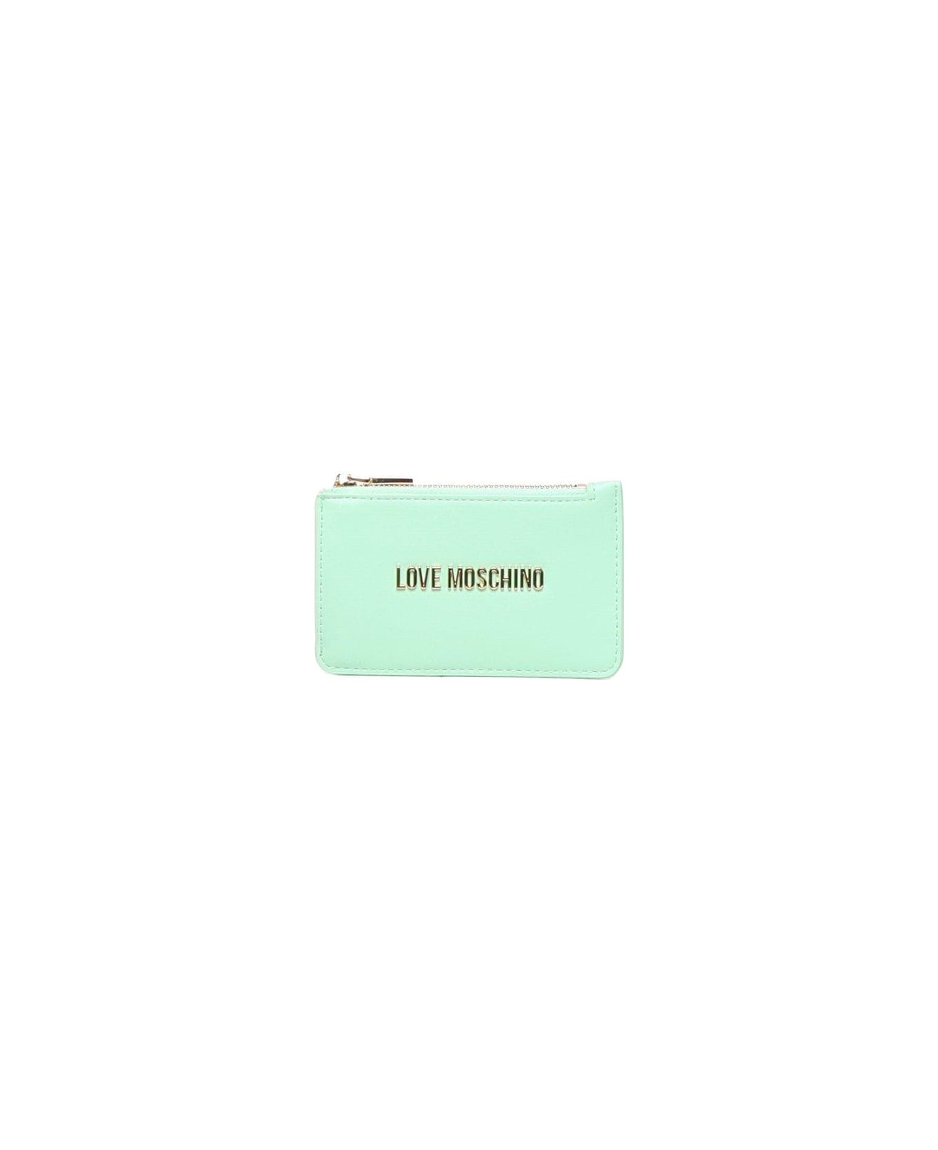 Love Moschino Logo Lettering Zipped Wallet - Green