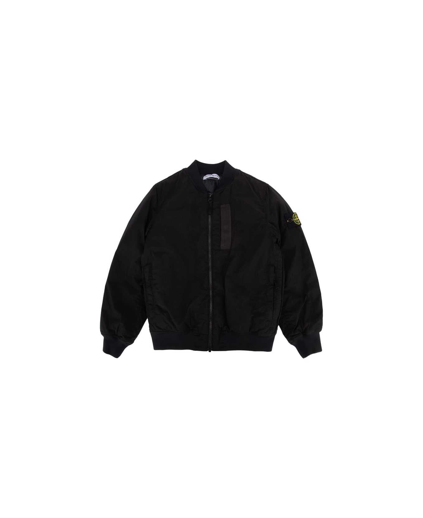 Stone Island Black Nylon Metal Bomber Jacket In Econyl - Black