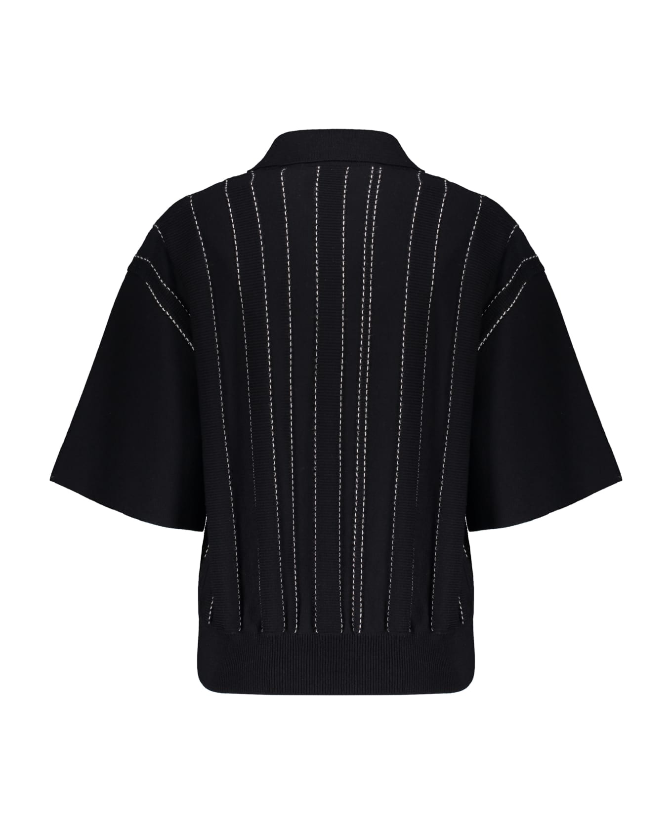 Ferragamo Knitted Wool Polo Shirt - black ポロシャツ