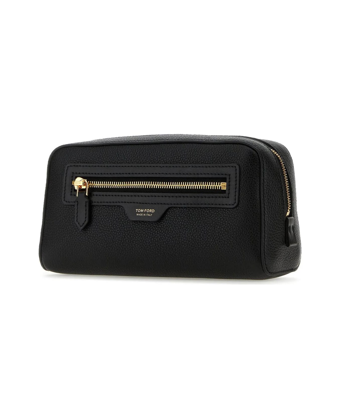 Tom Ford Black Leather Beauty-case - Black