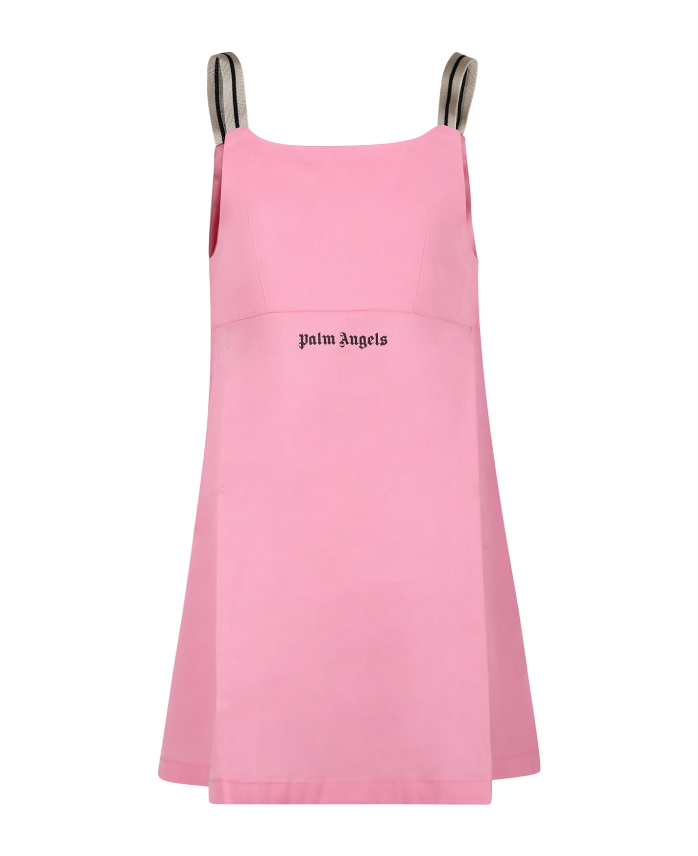 Palm Angels Pink Dress For Girl With Logo - Pink ワンピース＆ドレス