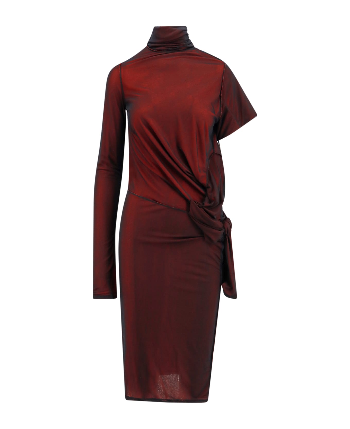 Maison Margiela Viscose Dress With Asymmetric Sleeves - Red