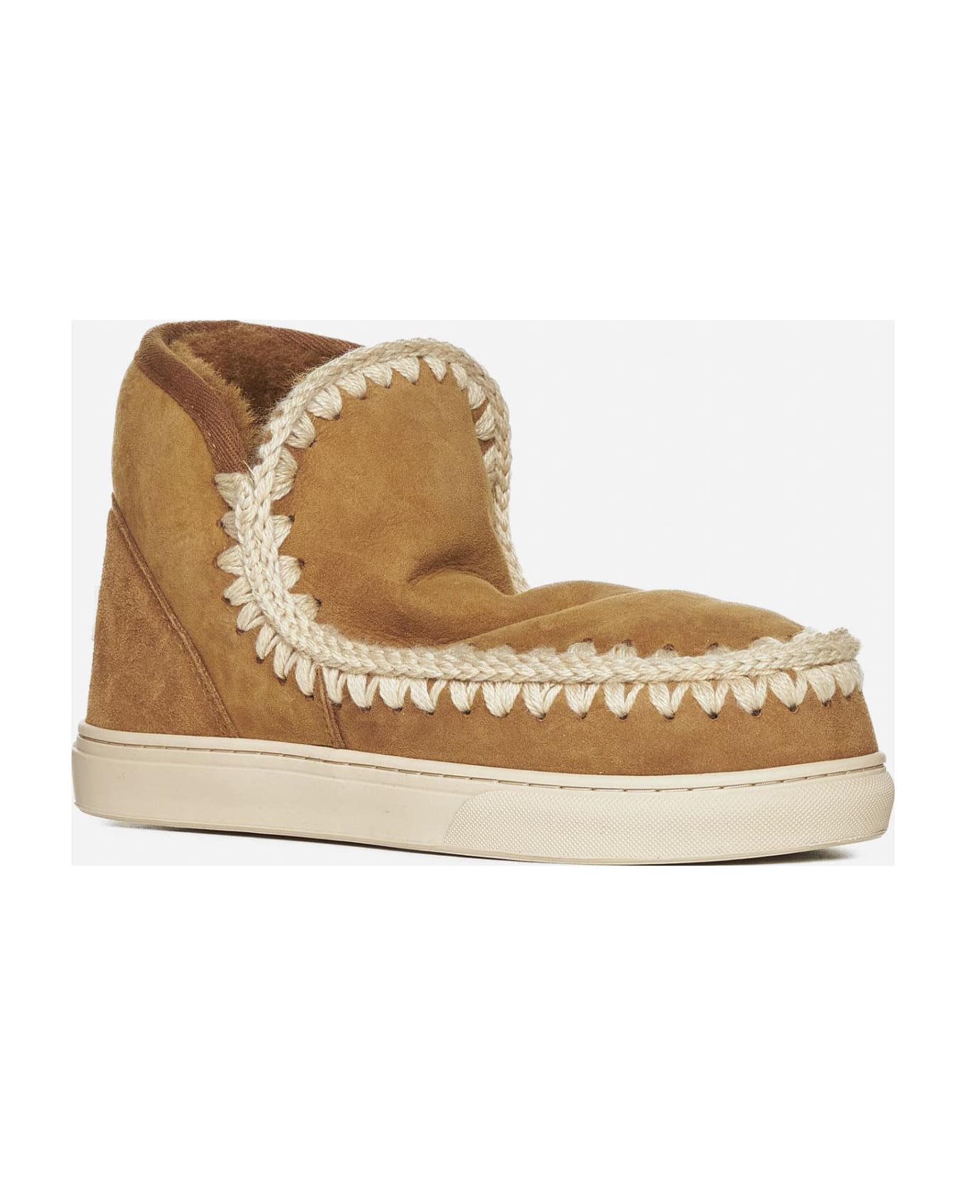 Mou Eskimo Suede And Shearling Ankle Boots - Brown ブーツ