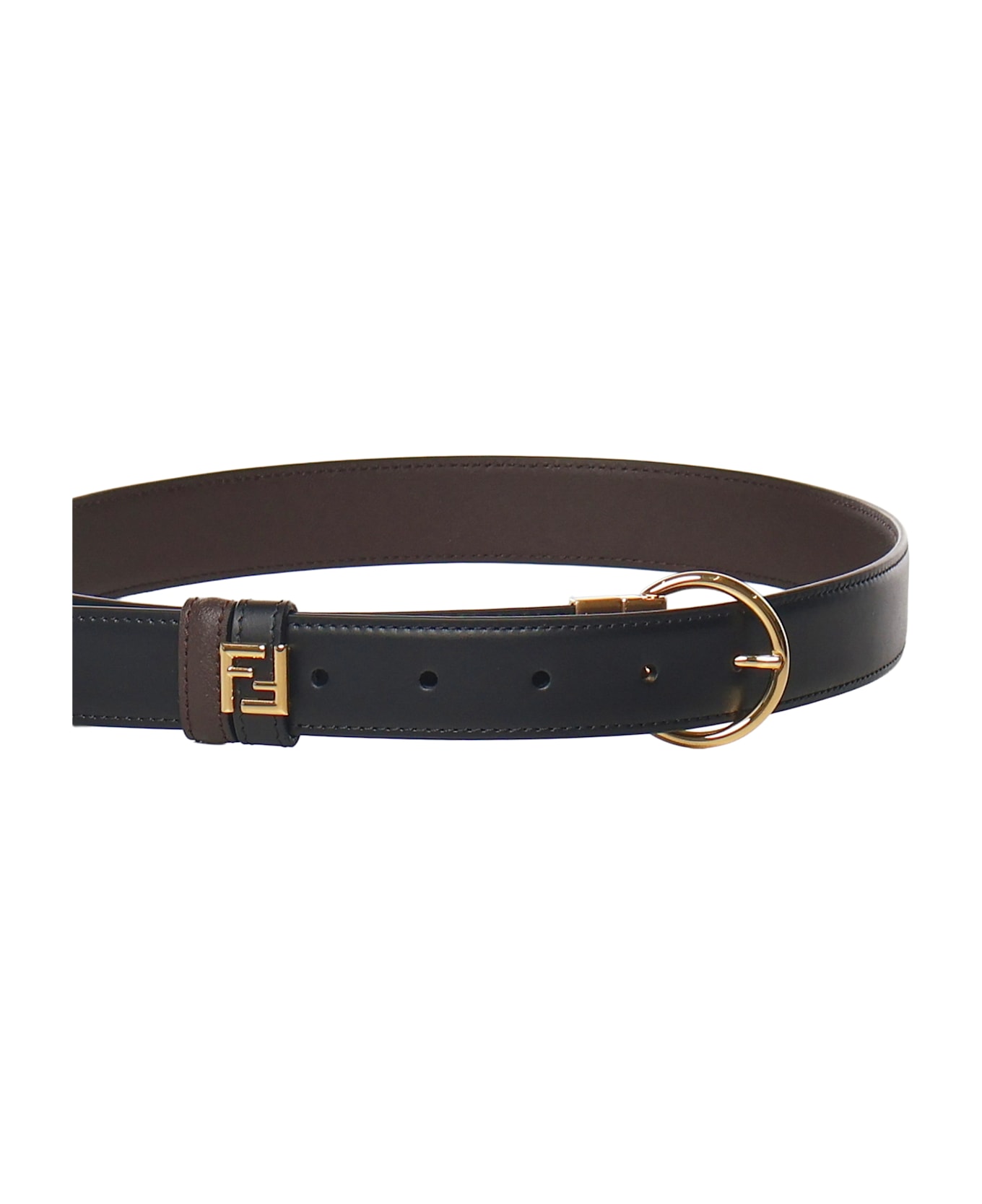 Fendi Ff Leather Belt - Black