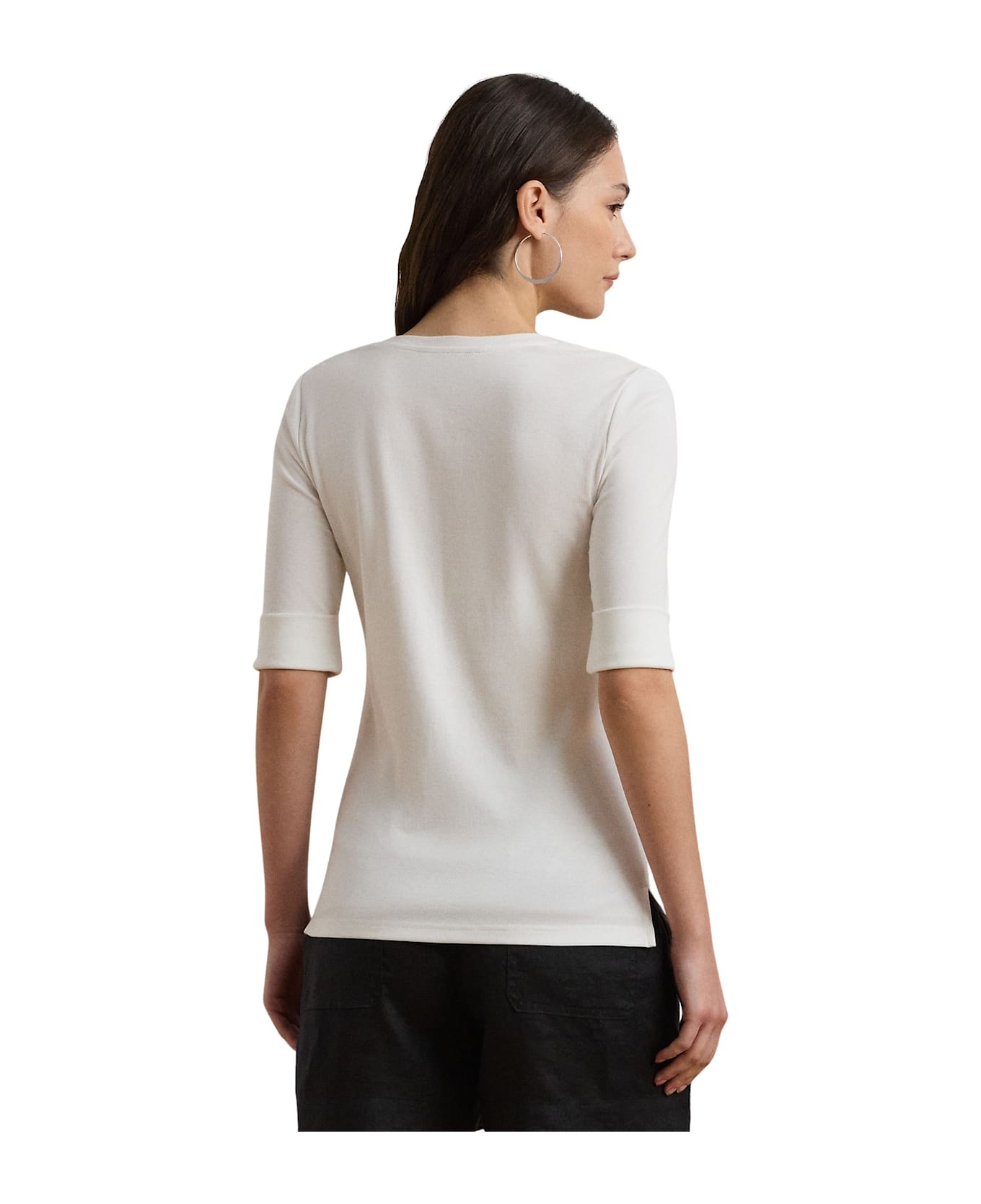 Ralph Lauren V Judy Elbow Sleeve Knit - White