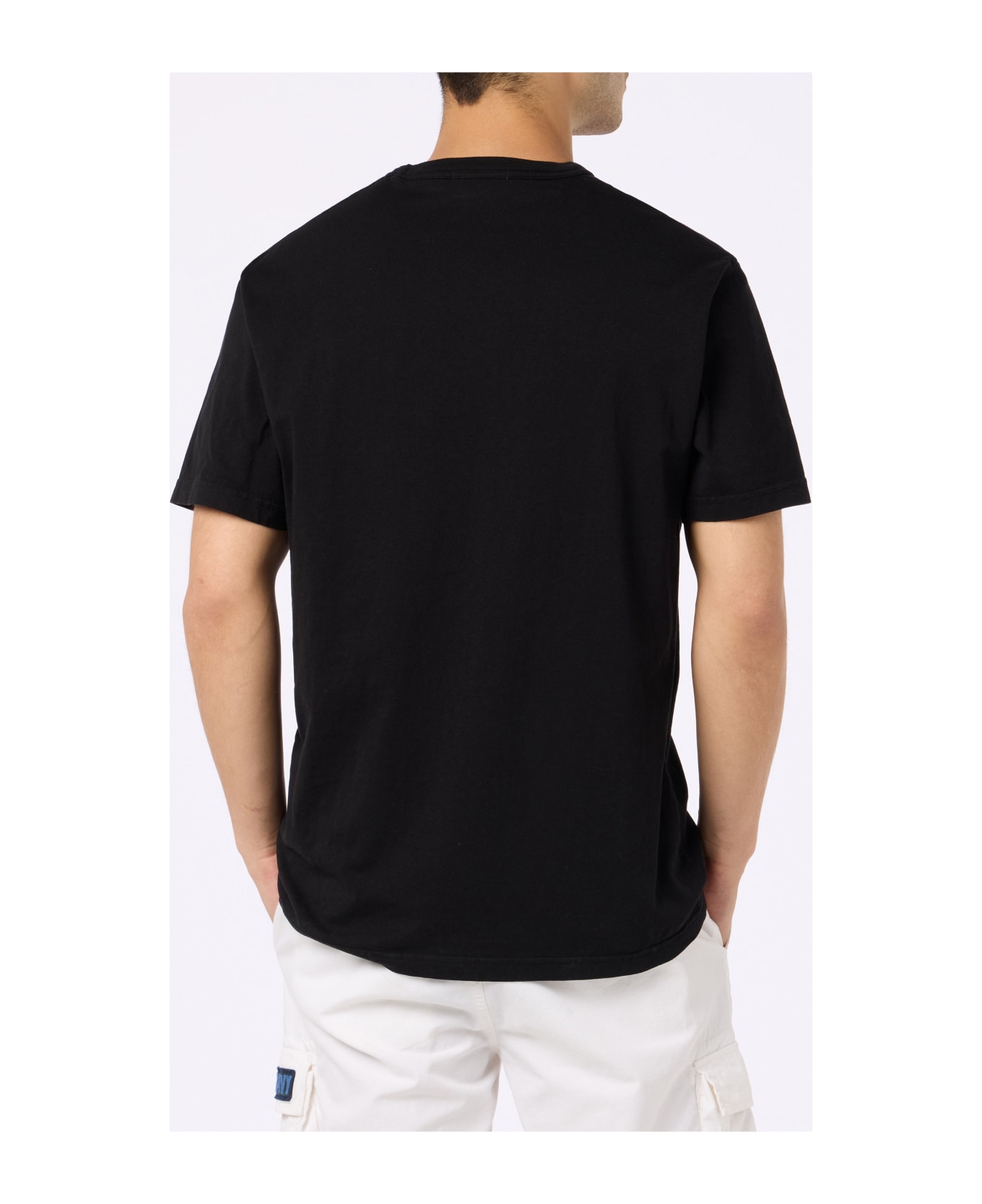 MC2 Saint Barth Man Black Cotton Jersey T-shirt Dover With St. Barth Embroidery - BLACK