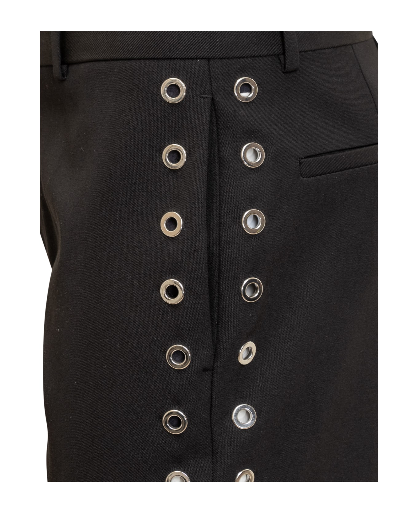 Off-White Wool Pants With Eyelets - Black