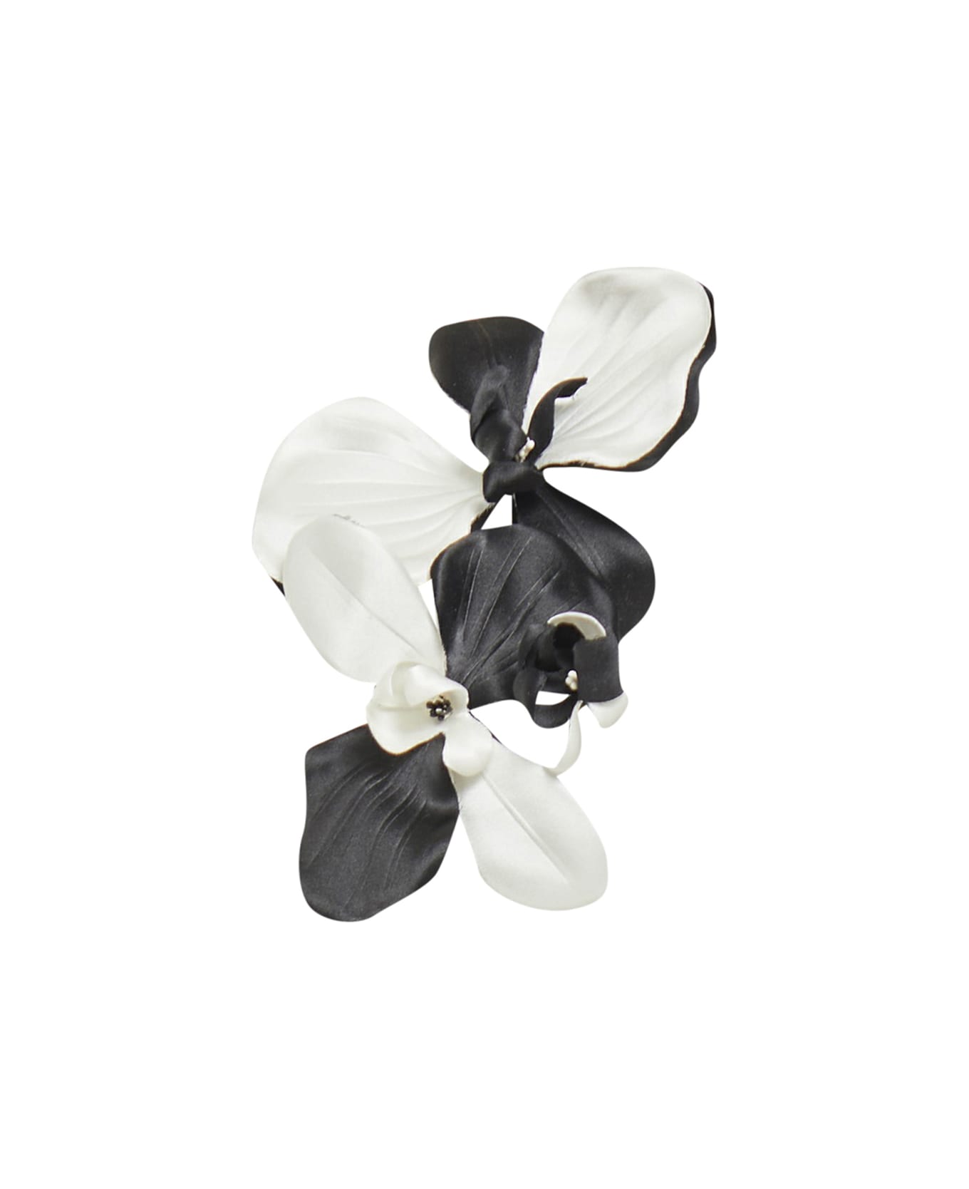Sucrette Spilla Orchidea In Seta - Black White ブローチ