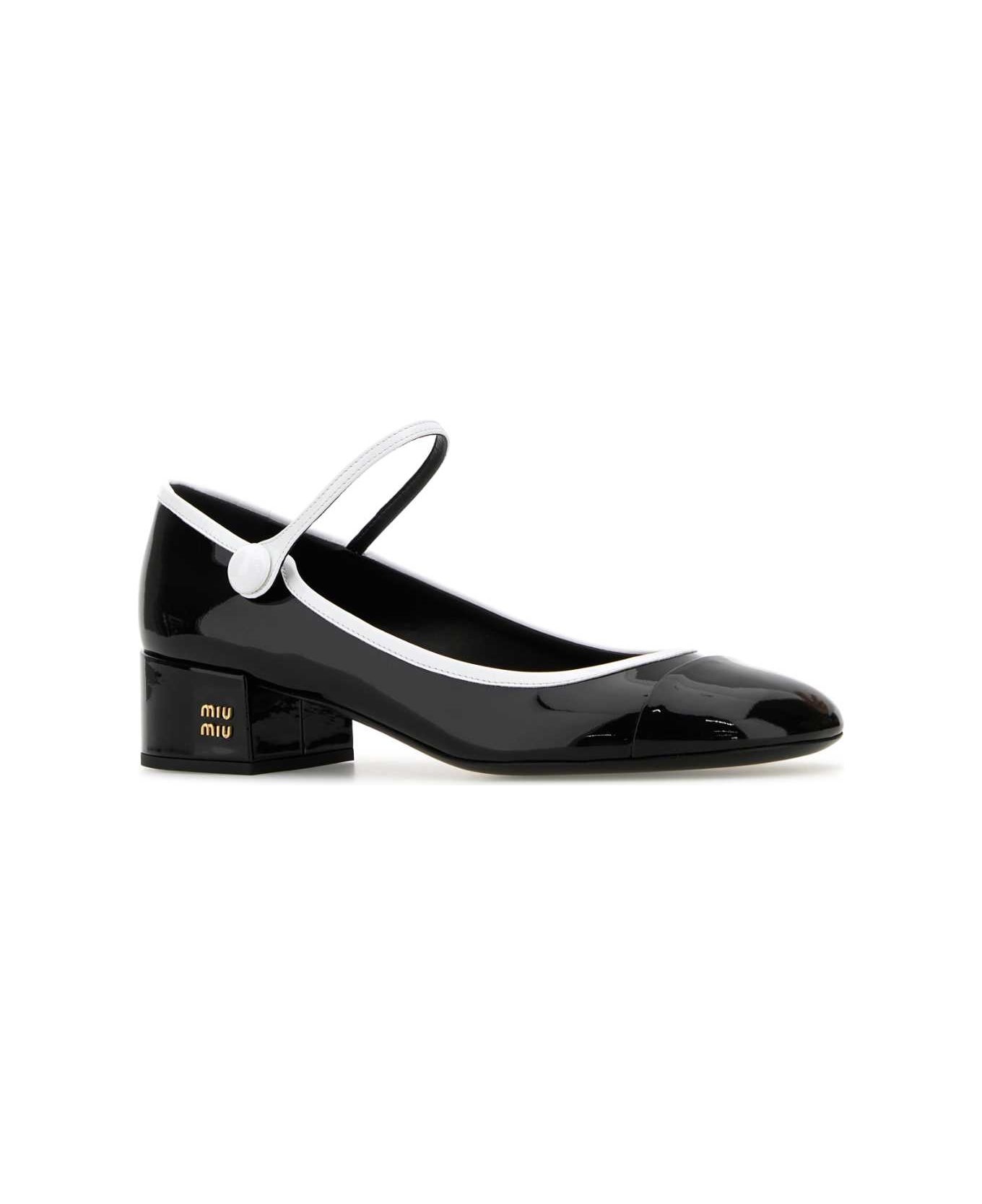 Miu Miu Black Leather Pumps - NEROBIANCO