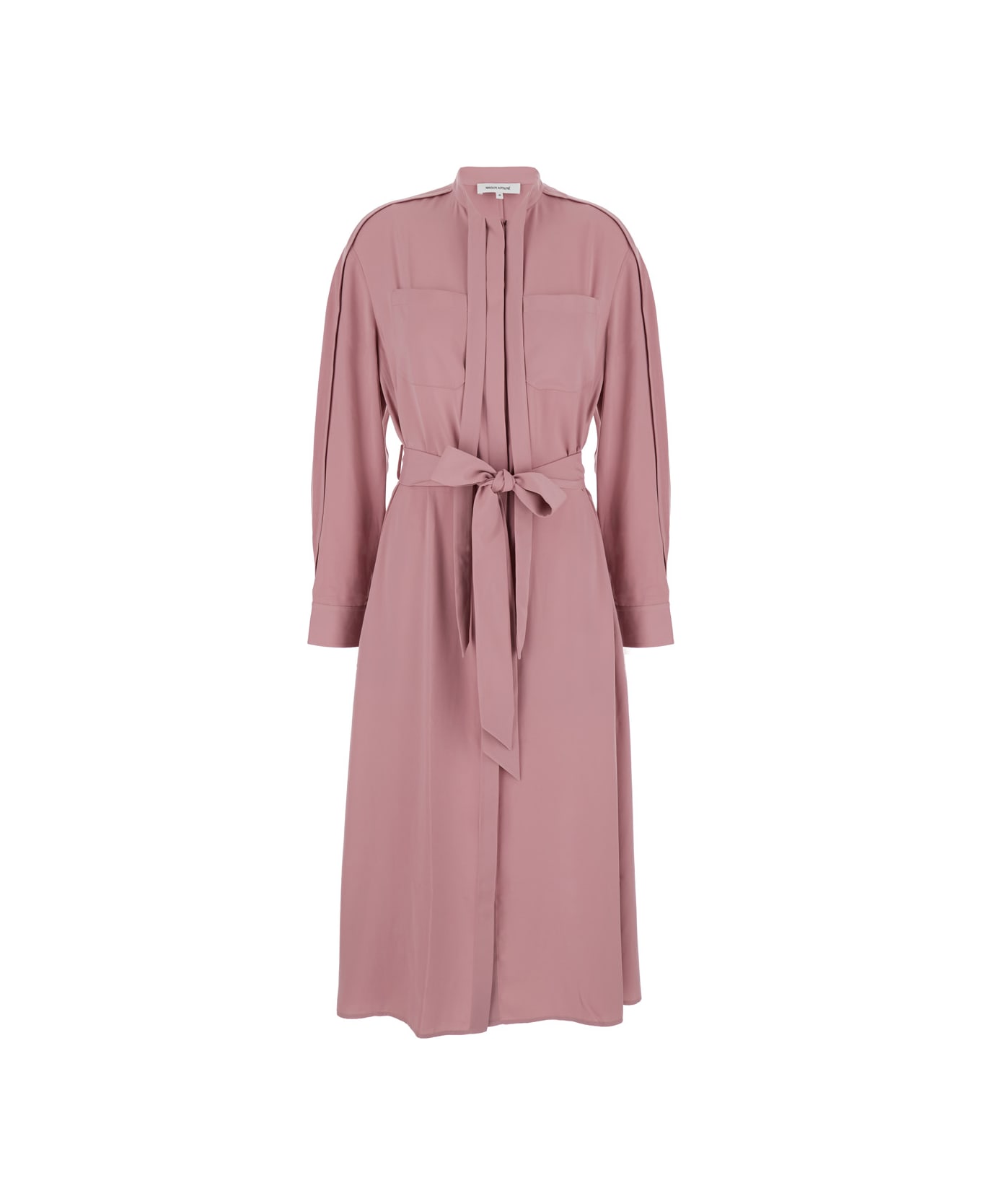 Maison Kitsuné Pink Long Chemisier Dress In Techno Fabric Woman - Pink ワンピース＆ドレス