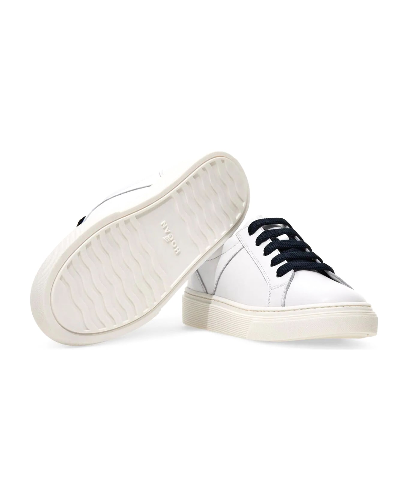 Hogan Sneakers H365 In White Leather - Blu+bianco
