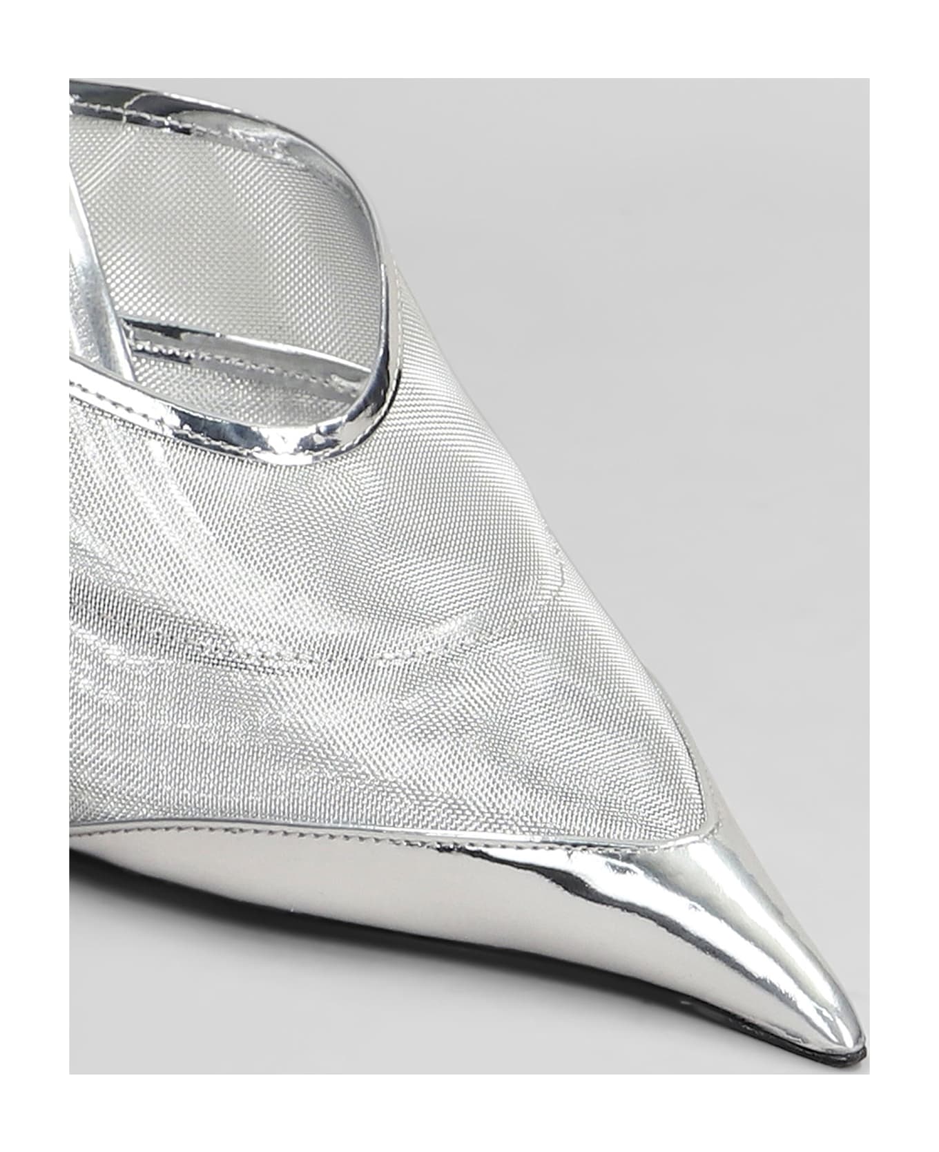 Mugler Slipper-mule In Silver Polyamide - silver